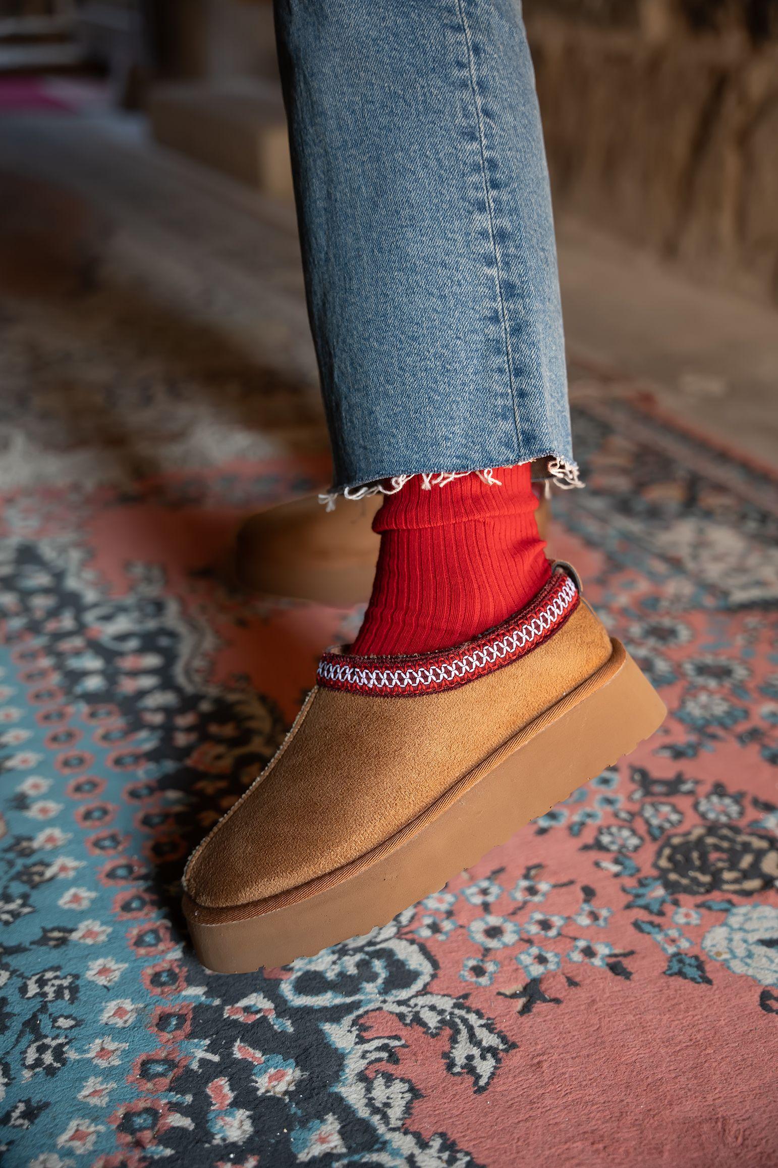 MİNA ETNİK DESENLİ İÇİ KÜRKLÜ BOT - TABA