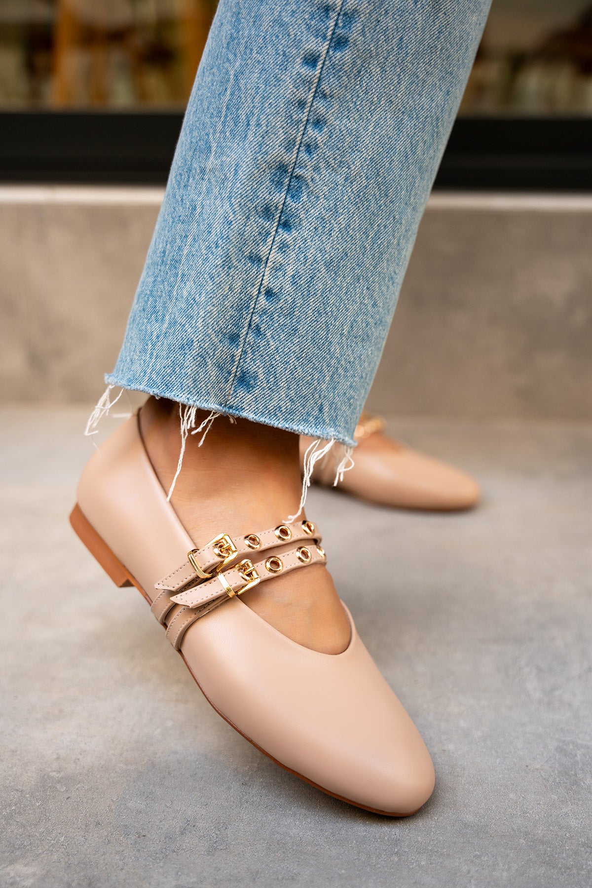 Pari Gold Tokalı Babet - NUDE DERİ