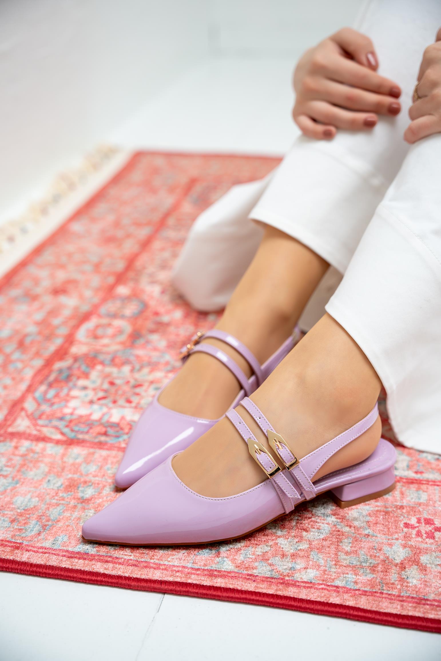 Holly Çift Toka Detaylı Babet - Lila