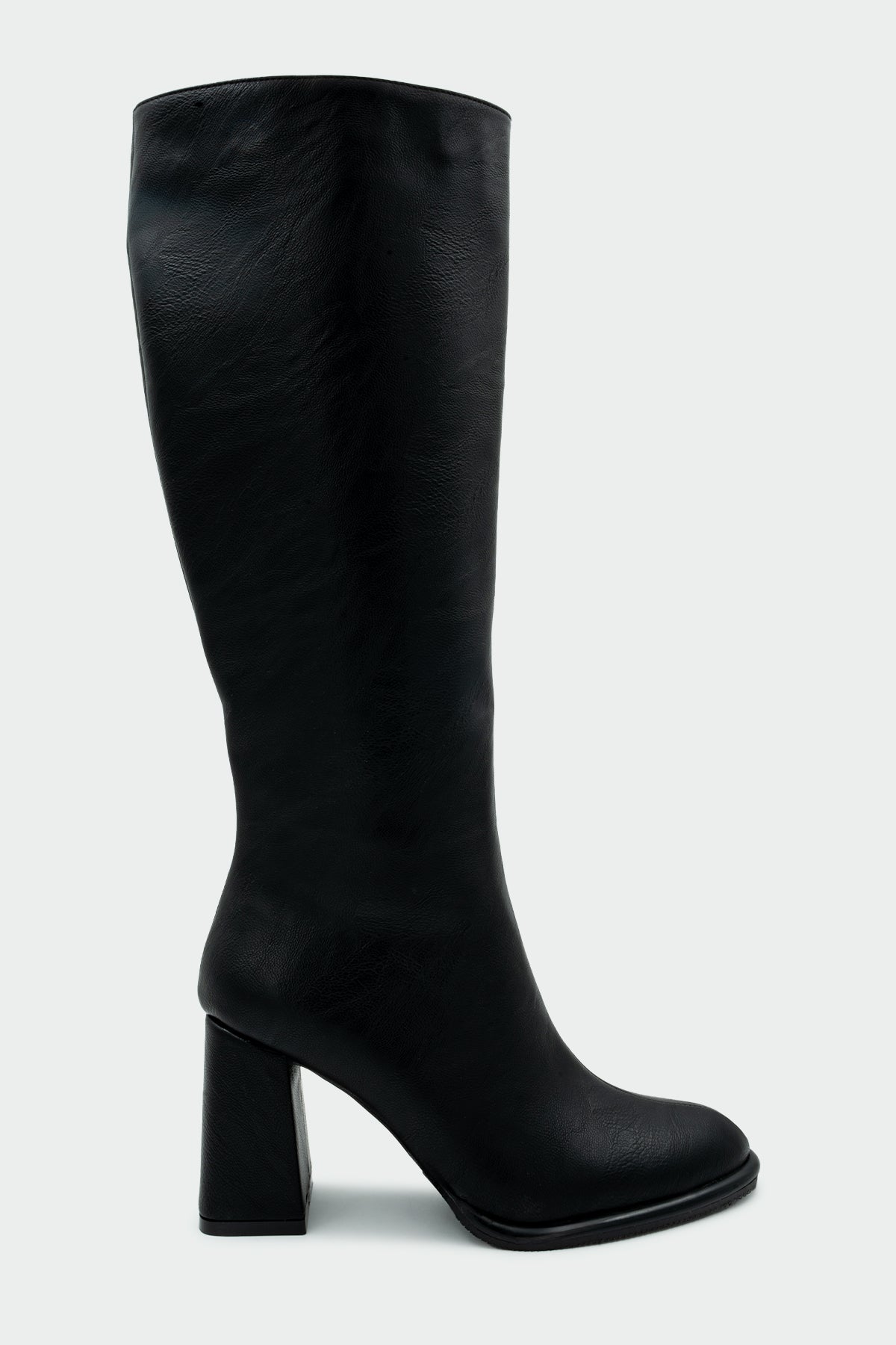 Janga Yuvarlak Burun Fermuarlı Çizme - SİYAH