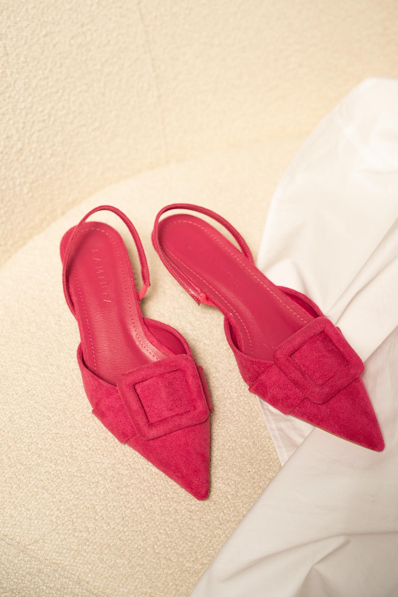 Nicole Tokalı Topuklu Ayakkabı - FUŞYA SÜET