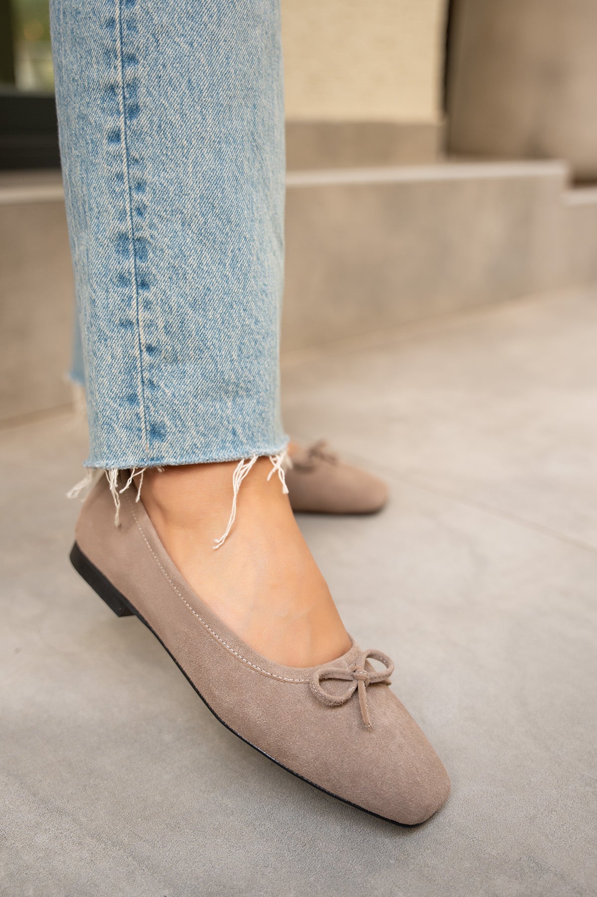 Linda Fiyonk Detaylı Babet - VİZON SÜET