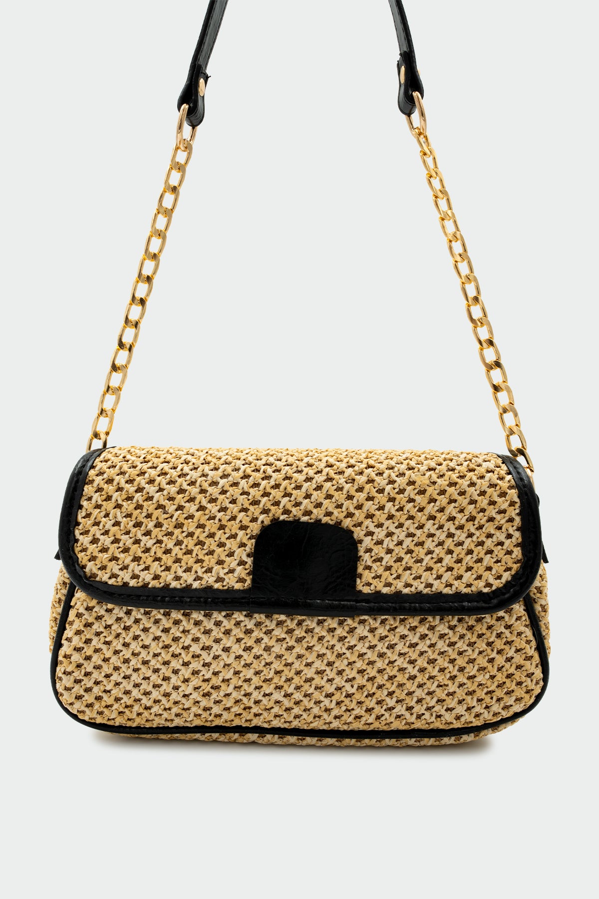 Saint Hasır Detaylı Kadın Çapraz Çanta - SİYAH