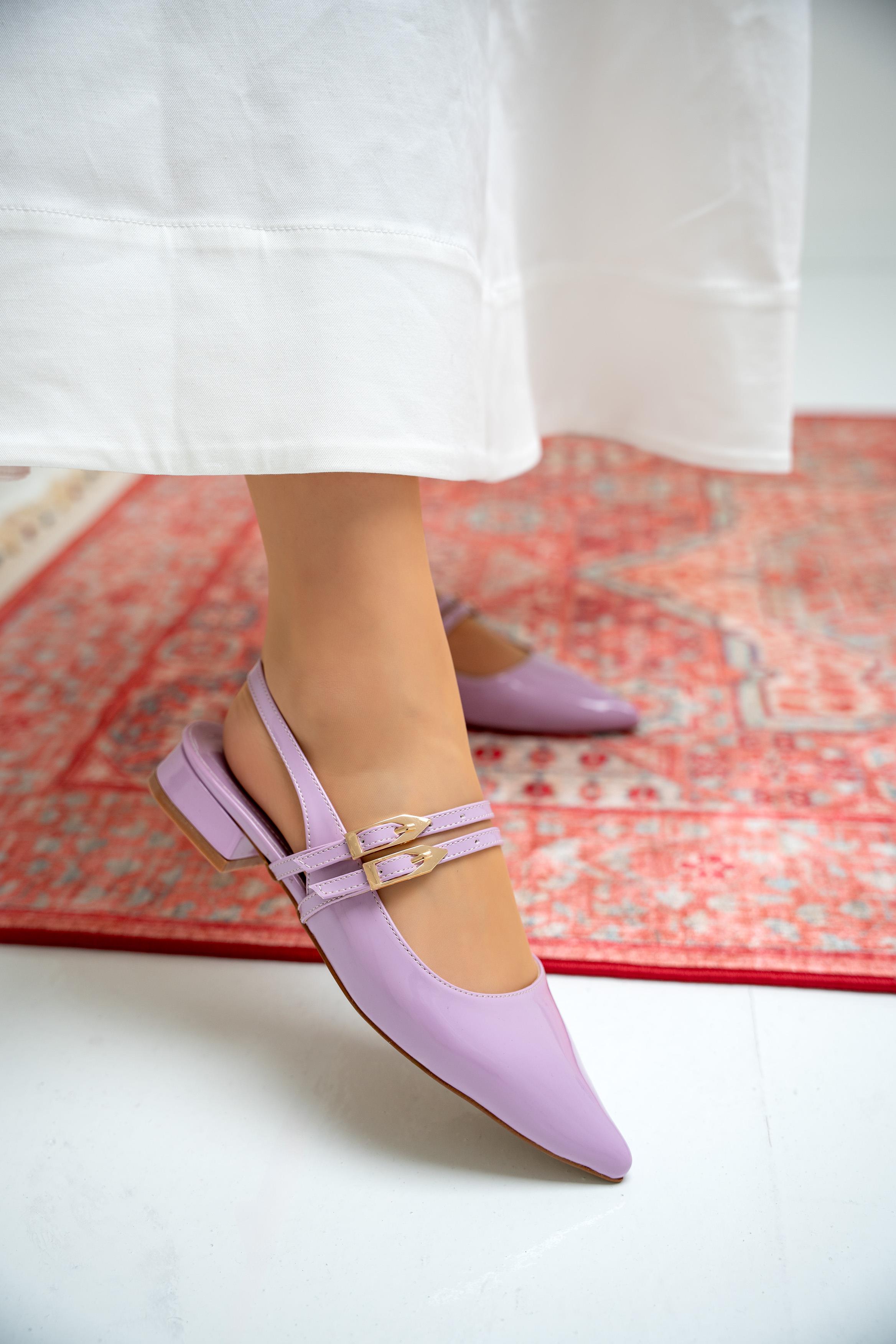 Holly Çift Toka Detaylı Babet - Lila