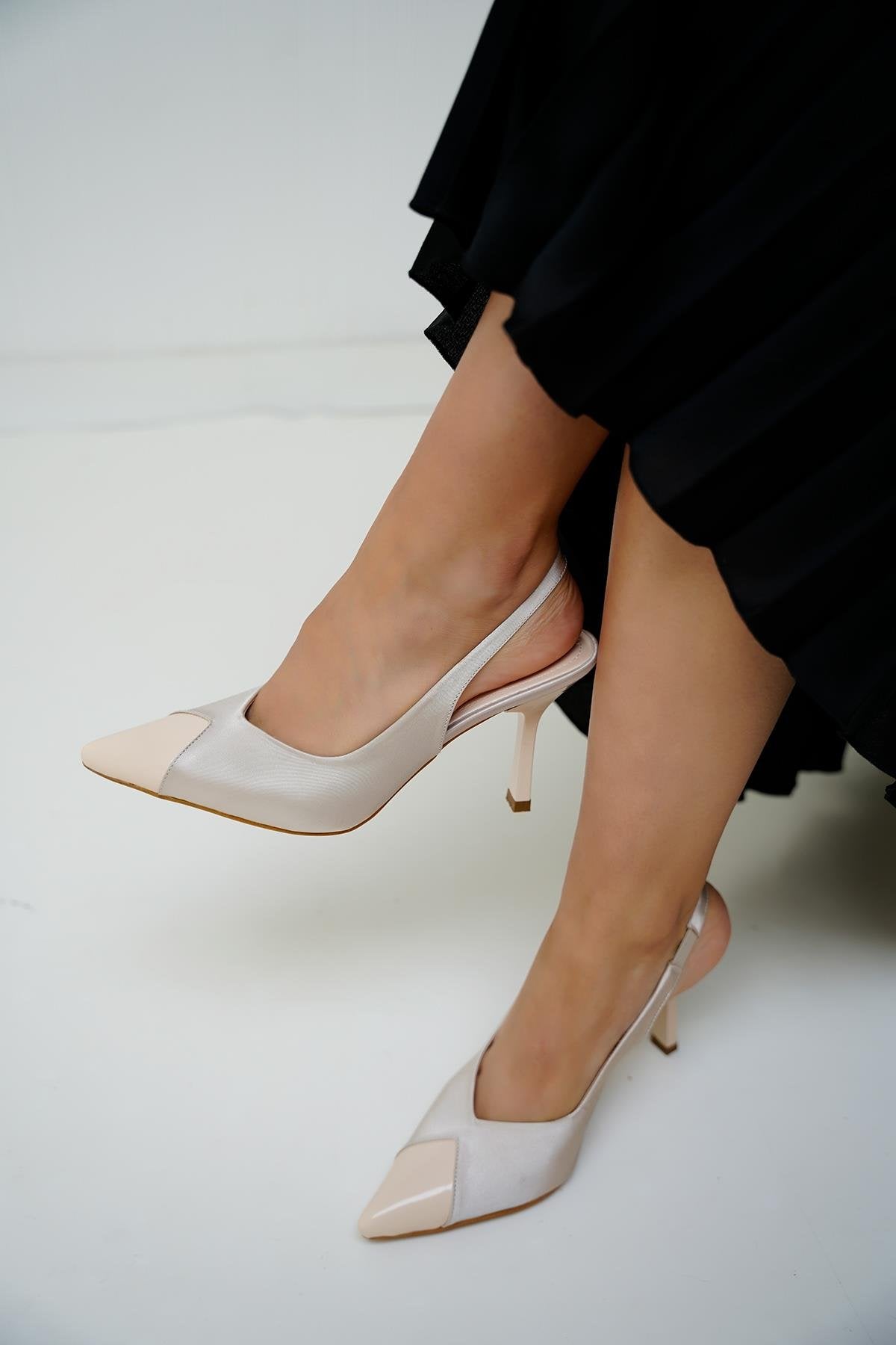 KRİSTİN TOPUKLU AYAKKABI - TEN SATEN