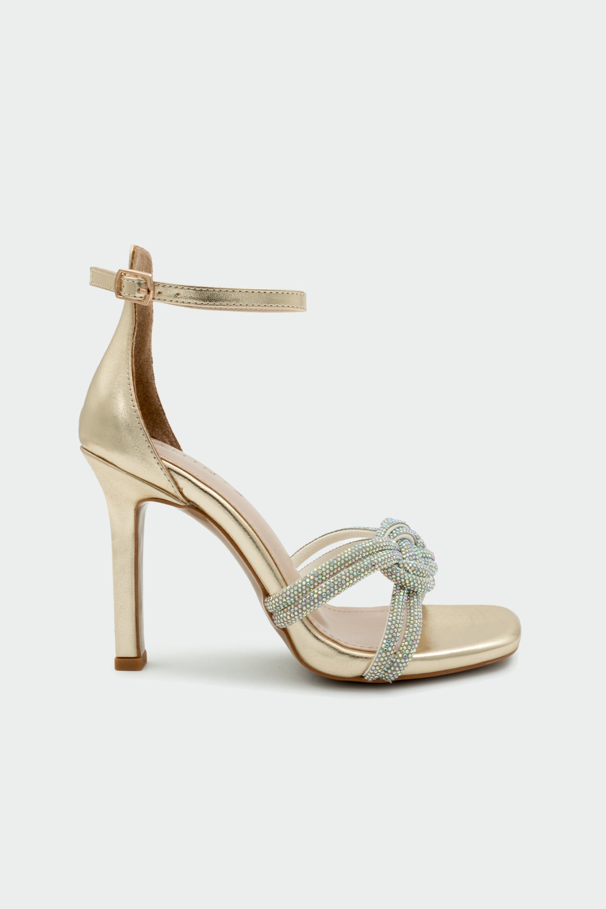 Guide Taşlı Düğüm Detaylı Kadın Topuklu Ayakkabı - GOLD