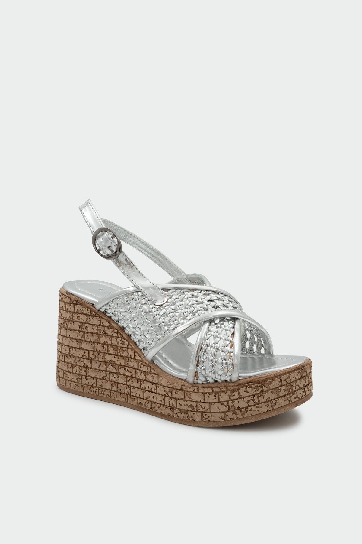 Grove Çapraz Detaylı Platform Kadın Sandalet - Silver