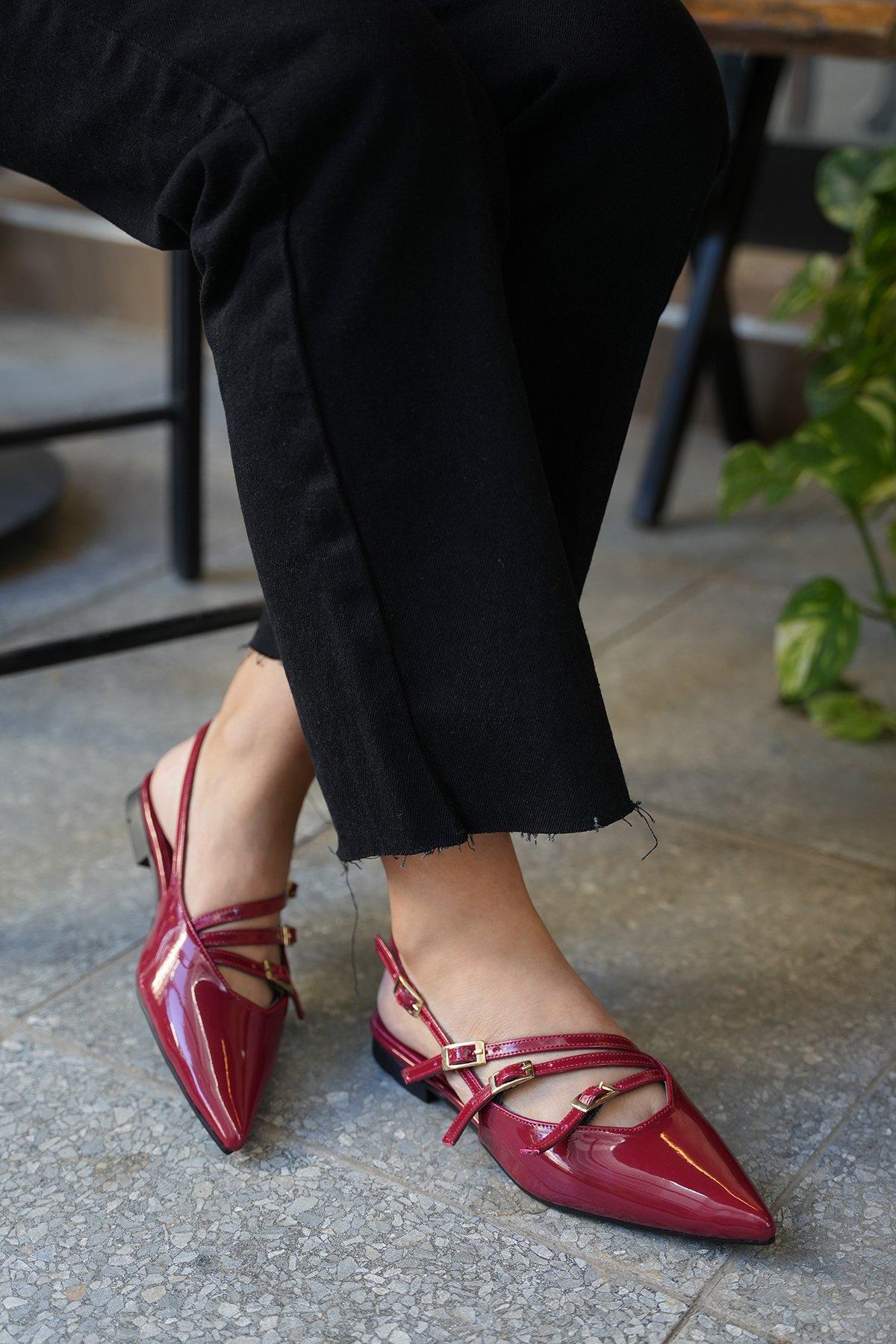 MONA ŞERİT DETAYLI BABET - BORDO