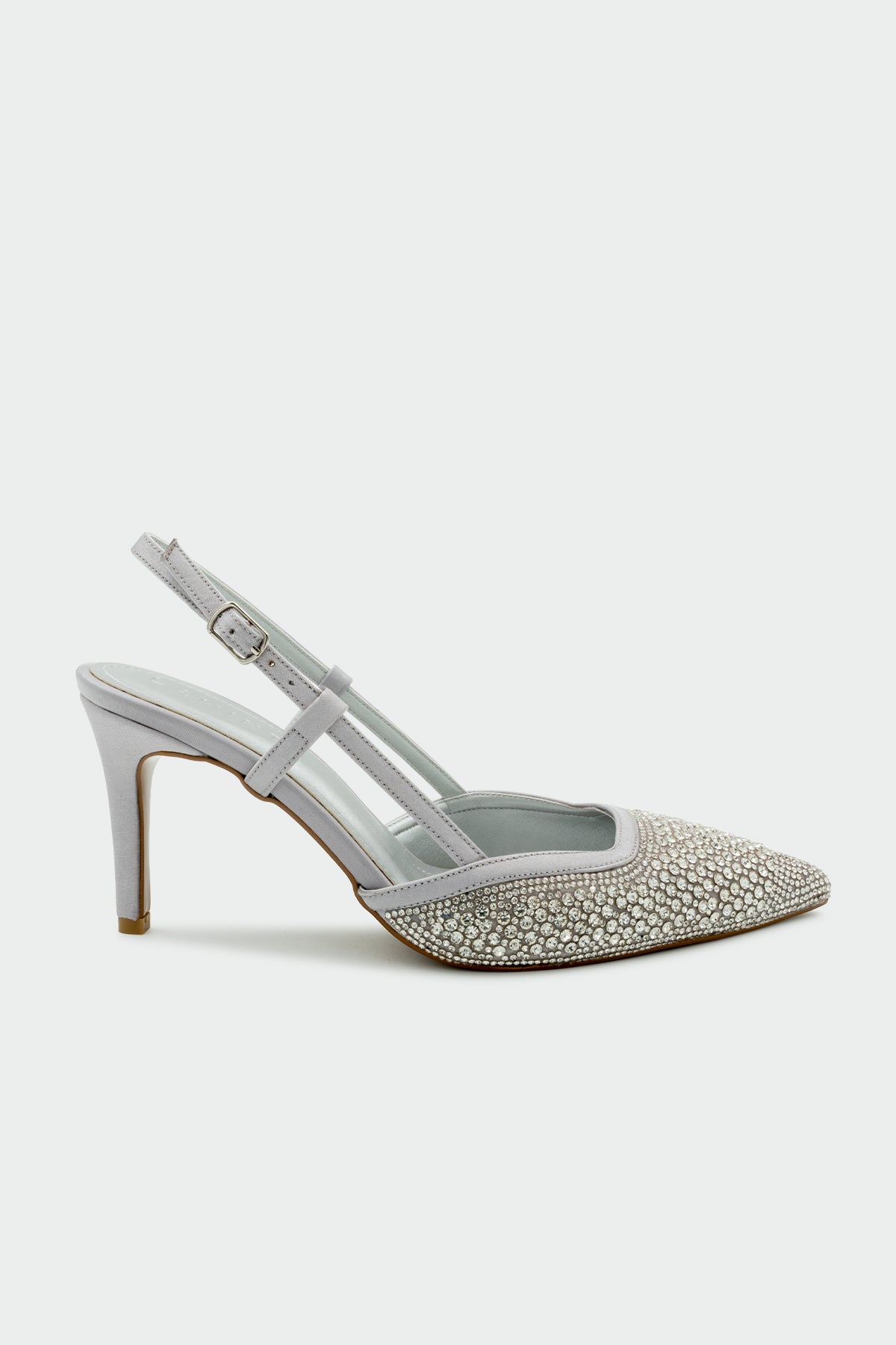 İnzagi Taş İşleme Detaylı Kadın Topuklu Ayakkabı - Silver