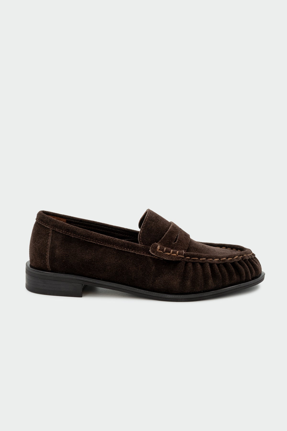 Dipsy Dikiş Detaylı Hakiki Deri Kadın Loafer - AcıKahve Süet