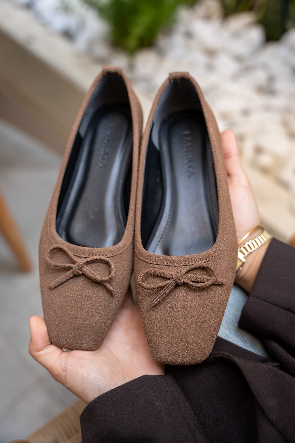 Linda Fiyonk Detaylı Babet - AcıKahve Süet