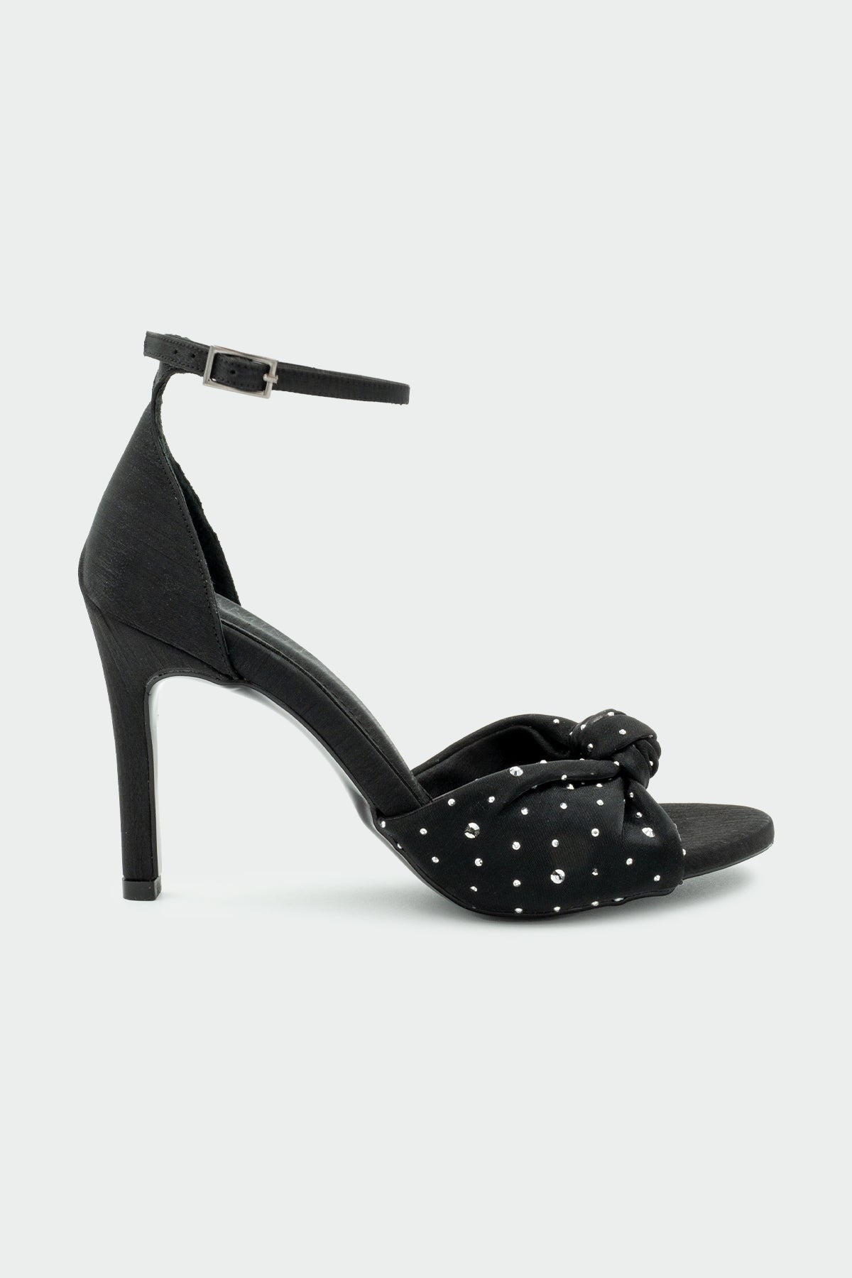 Space Taşlı Düğüm Detaylı Platform Abiye Ayakkabı - SİYAH