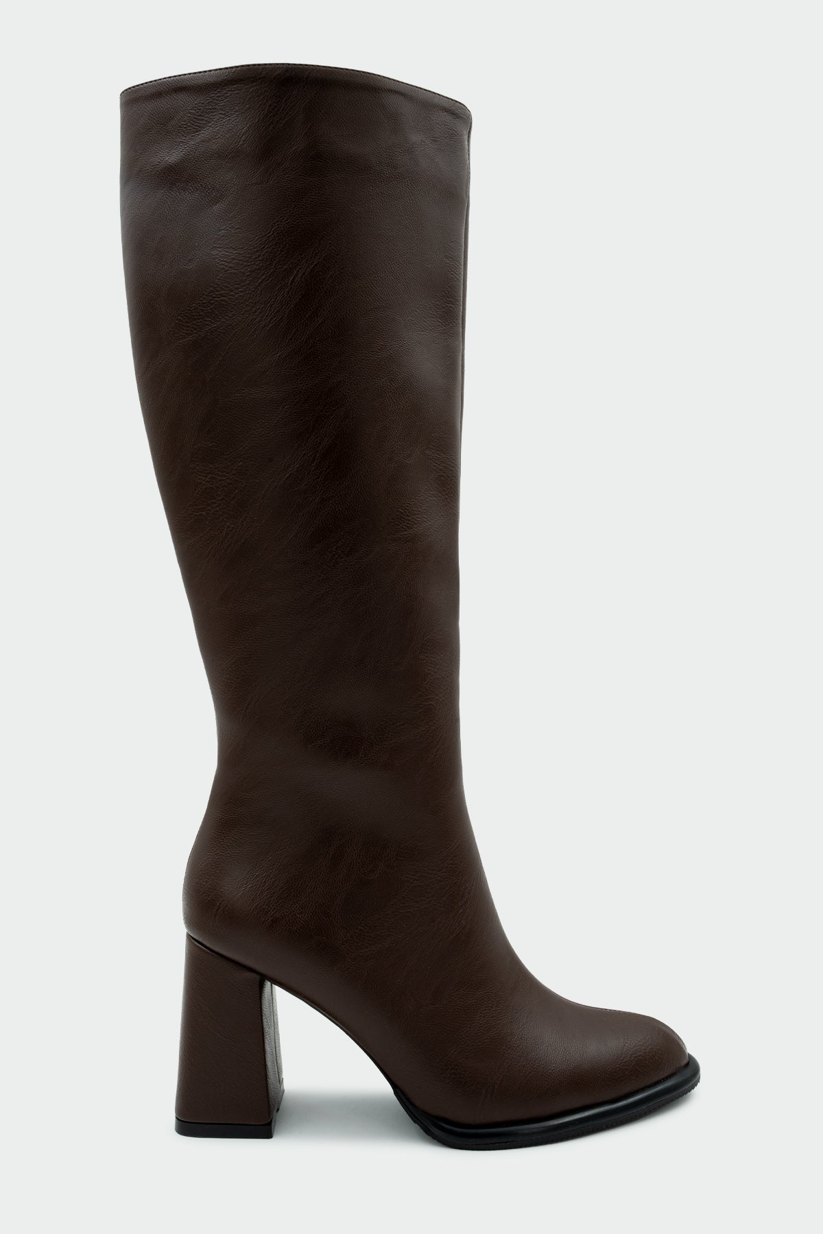 Janga Yuvarlak Burun Fermuarlı Çizme - ACI KAHVE