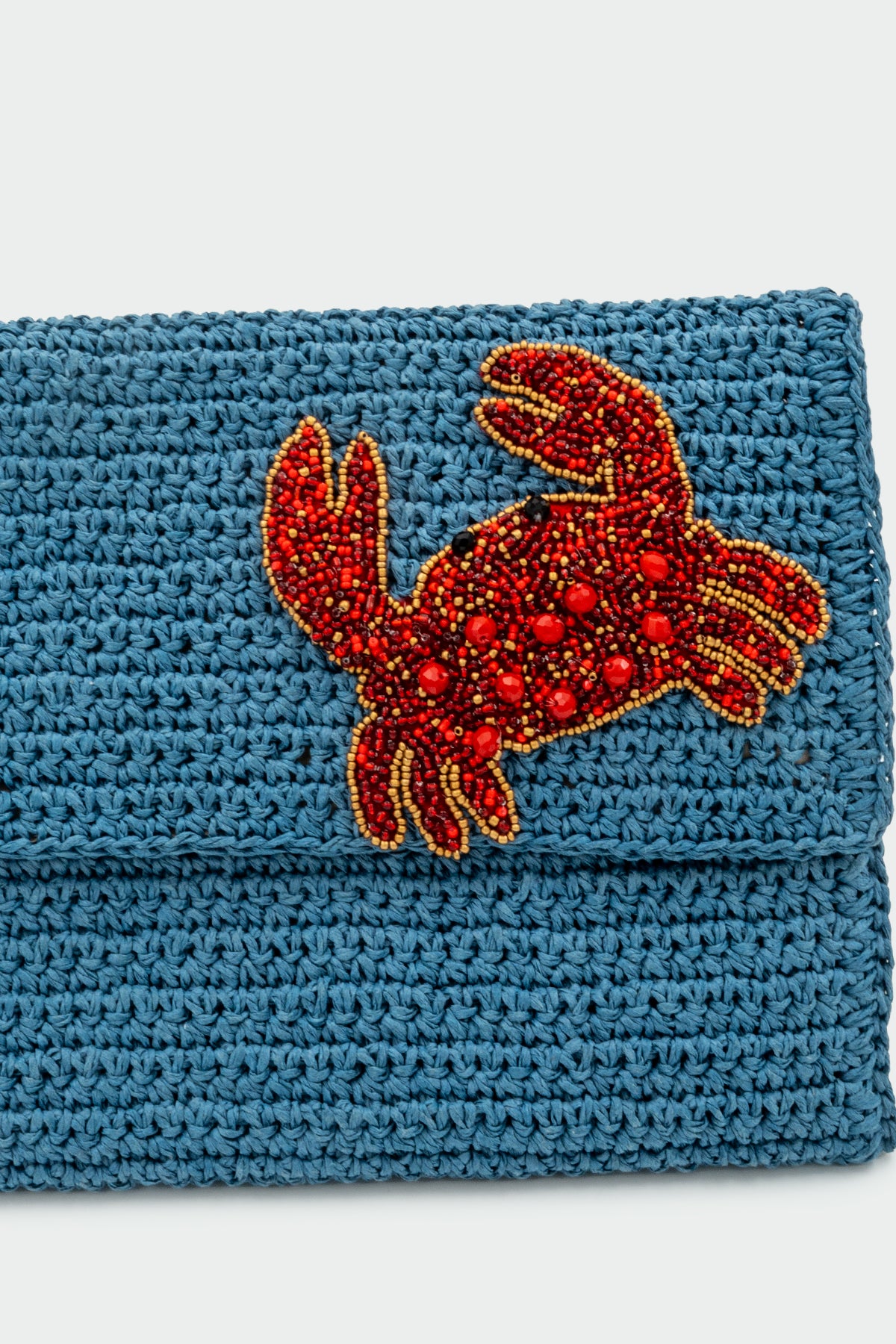 Niose Yengeç Detaylı Hasır Clutch Çanta - Mavi