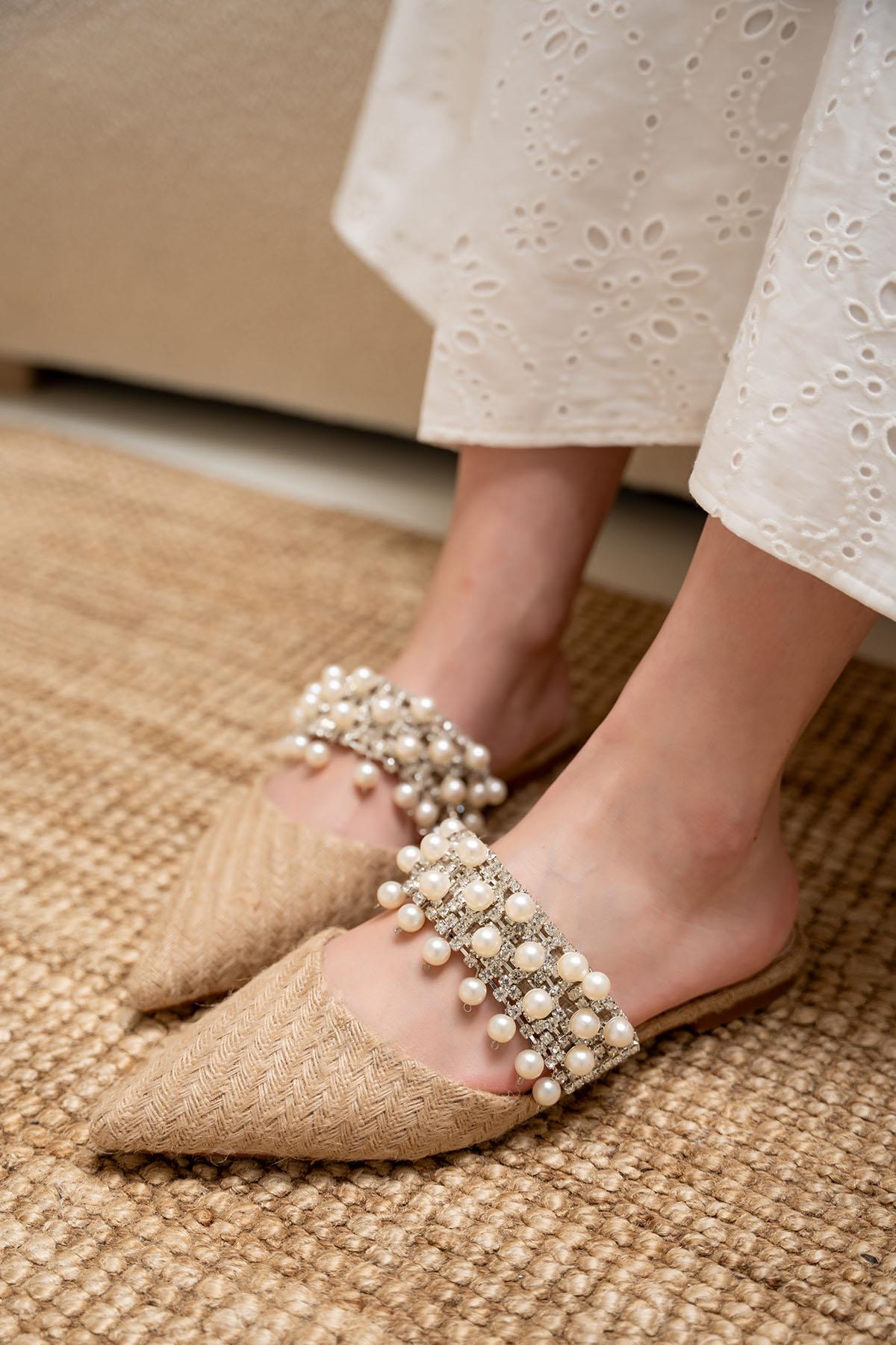 ROSİE TÜVİT DETAYLI TAŞLI TERLİK - HASIR