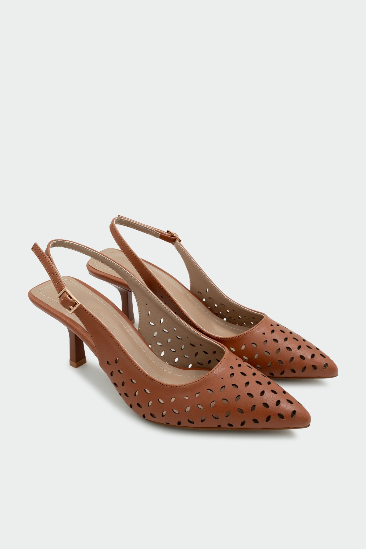 Punch Lazer Kesim Kadın Topuklu Ayakkabı - TABA