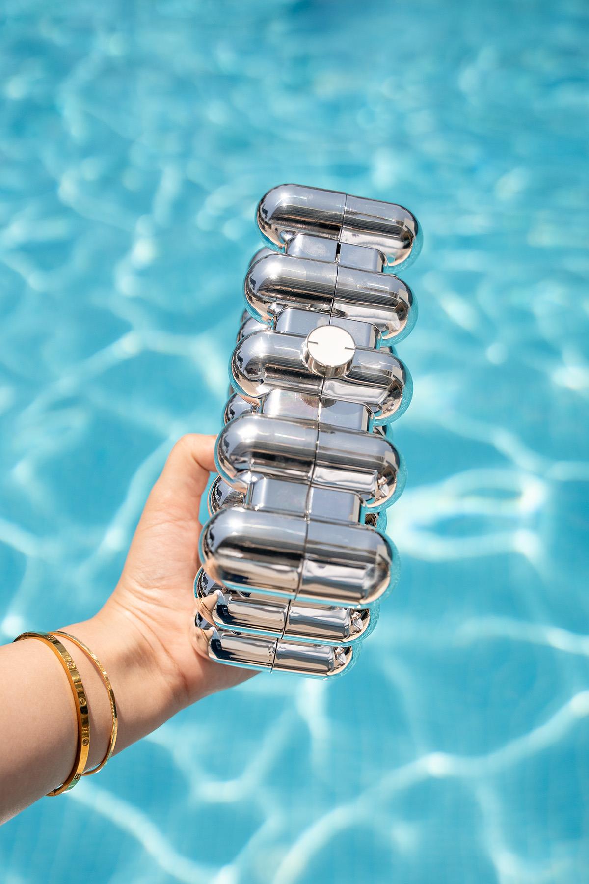 Roody Yuvarlak Detaylı Metalik Çanta - Silver