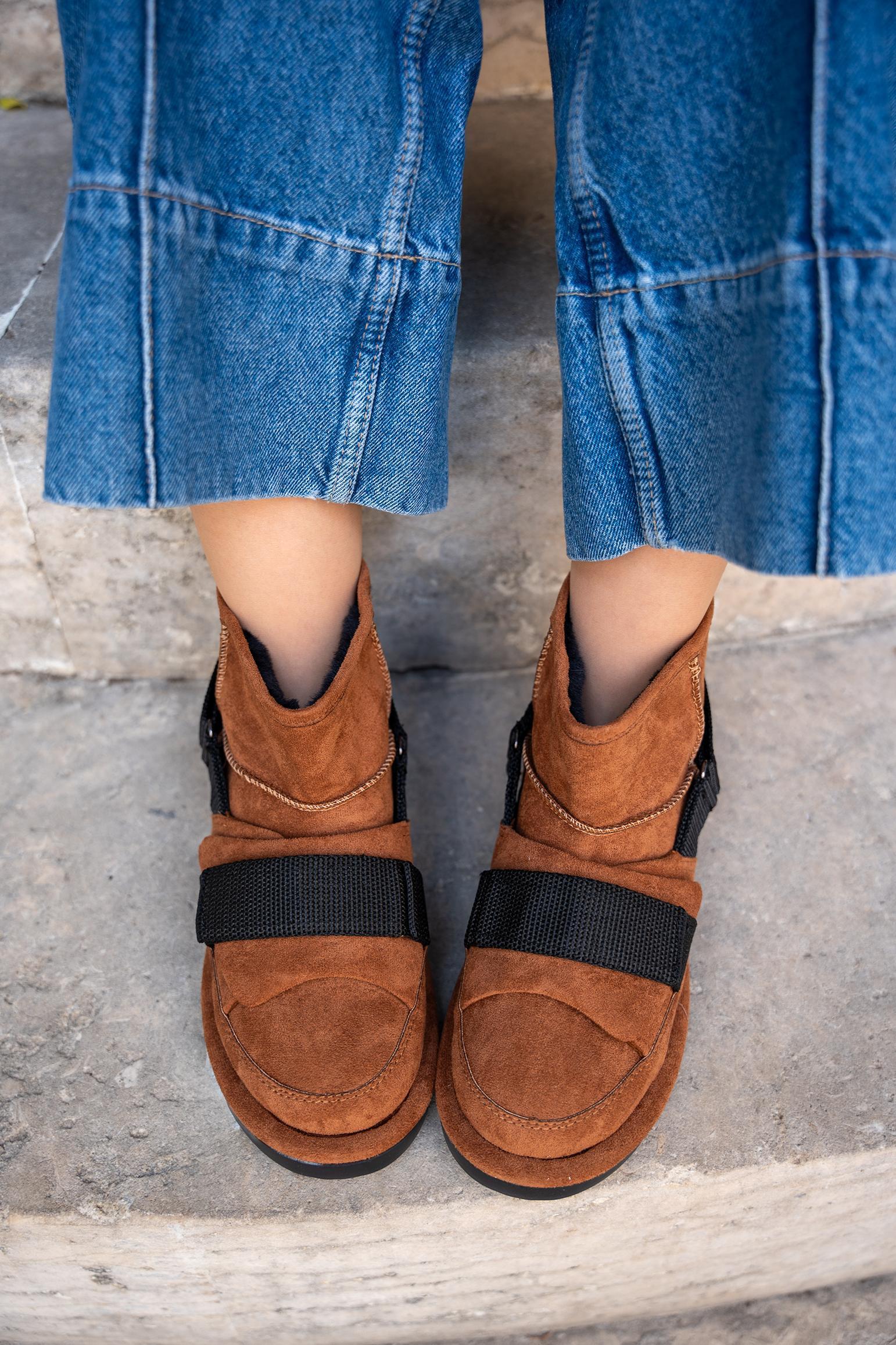 LESCAR SÜET İÇİ KÜRKLÜ BOT - TABA