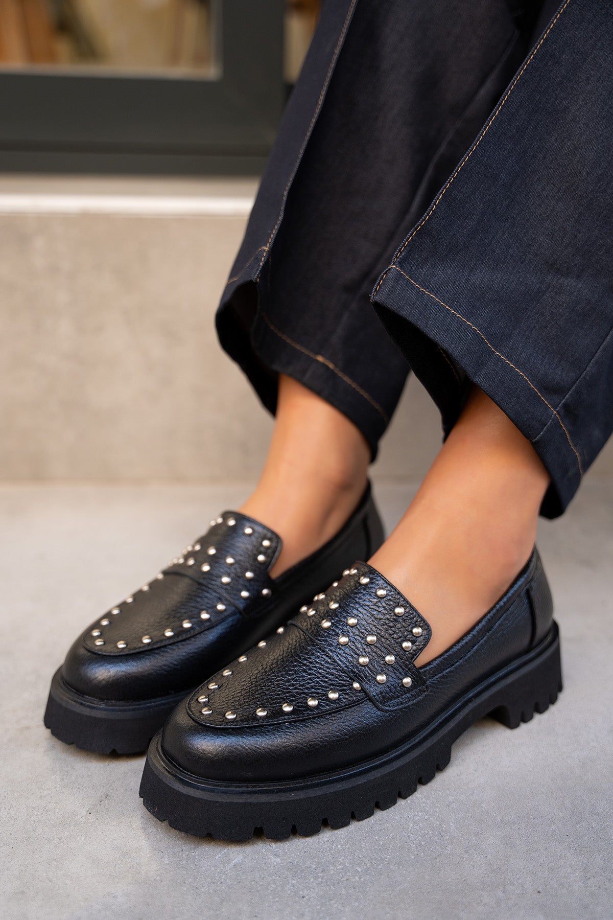 Sorley Troklu Hakiki Deri Loafer - SİYAH