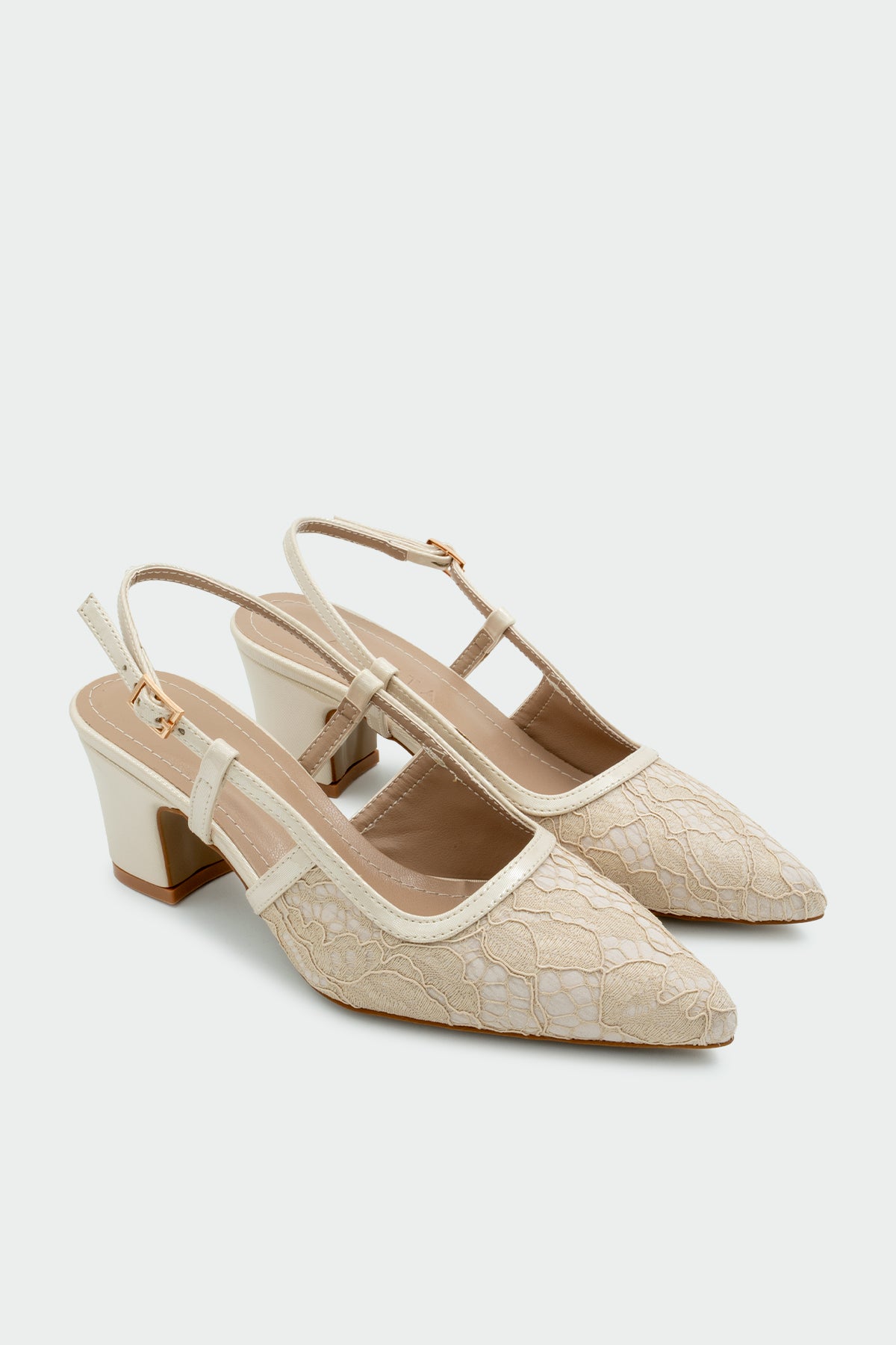 Adelin Dantel İşleme Detaylı Kadın Topuklu Ayakkabı - TEN