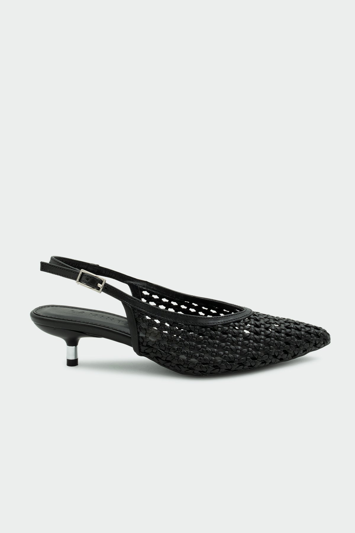 Brayn Örgü Detaylı Kadın Topuklu Ayakkabı - SİYAH