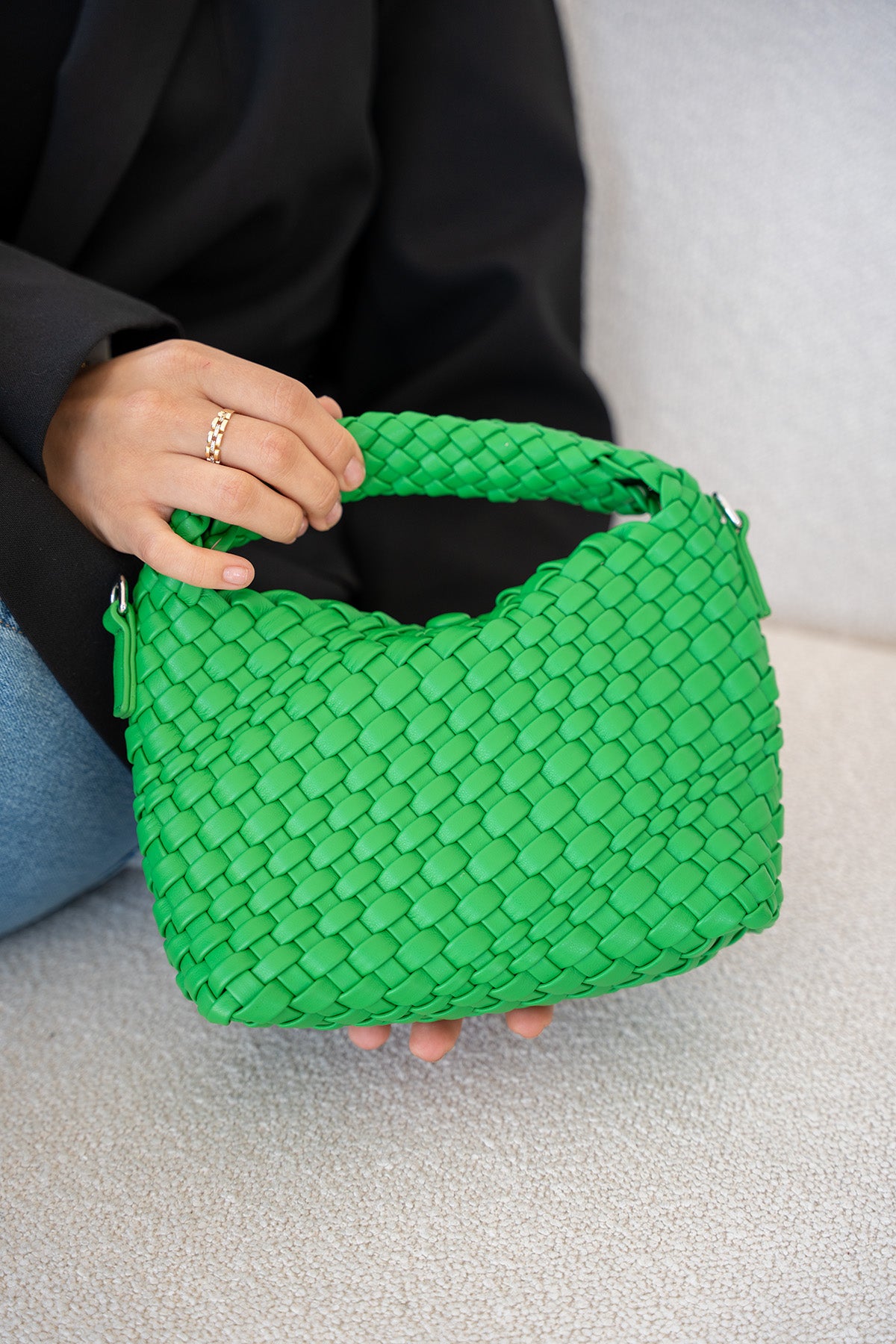 Cassio Örgü Detaylı Kadın Çanta - YEŞİL