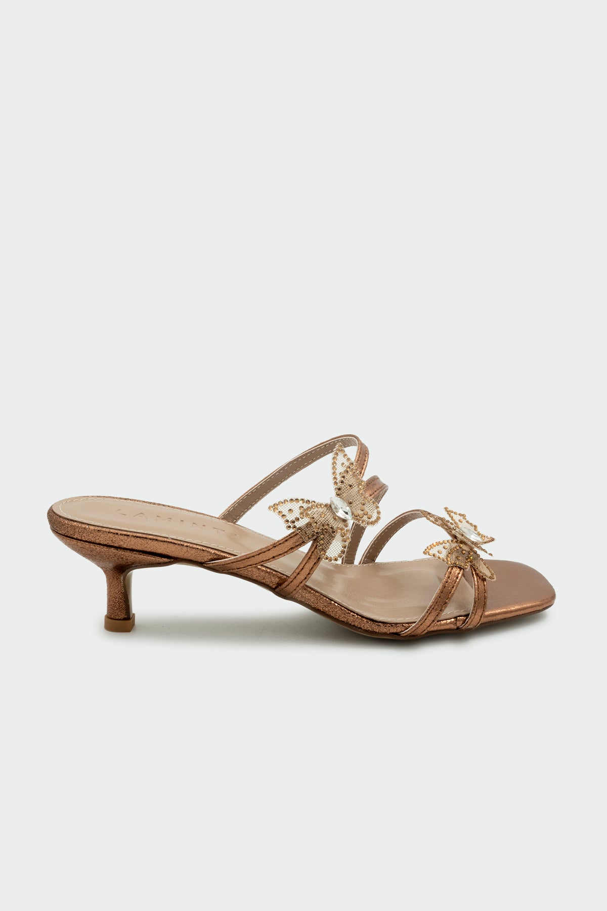 Fest Kelebekli Kadın Topuklu Terlik - BAKIR