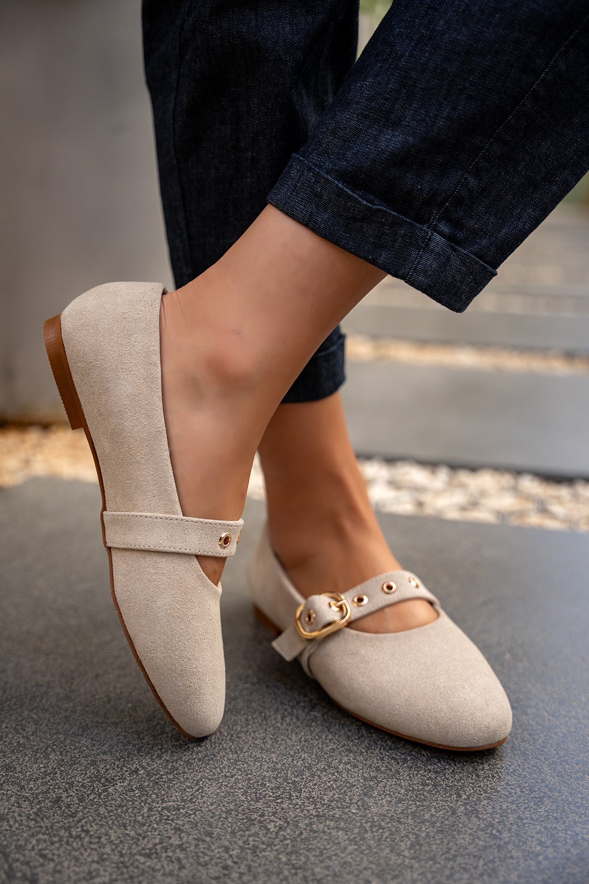 Victor Gold Tokalı Babet - BEJ SÜET