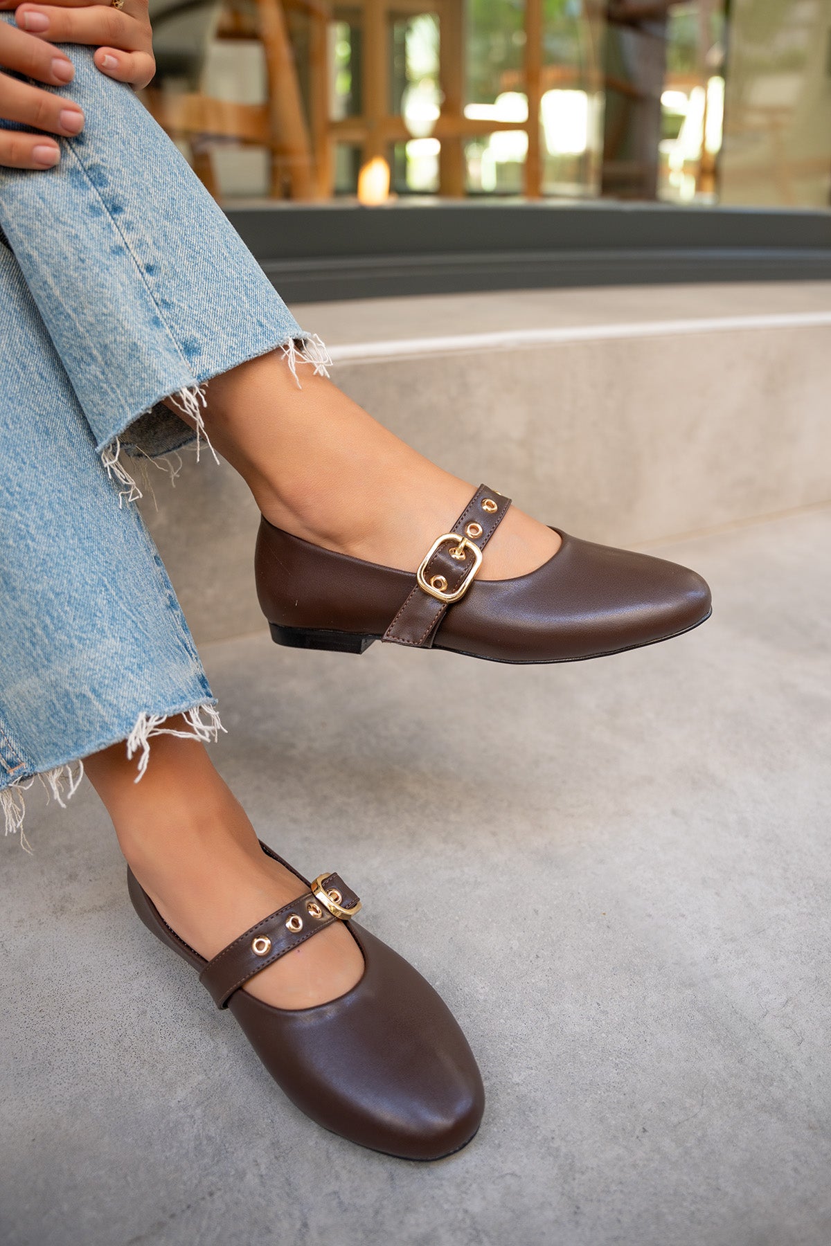 Victor Gold Tokalı Babet - AcıKahve Deri