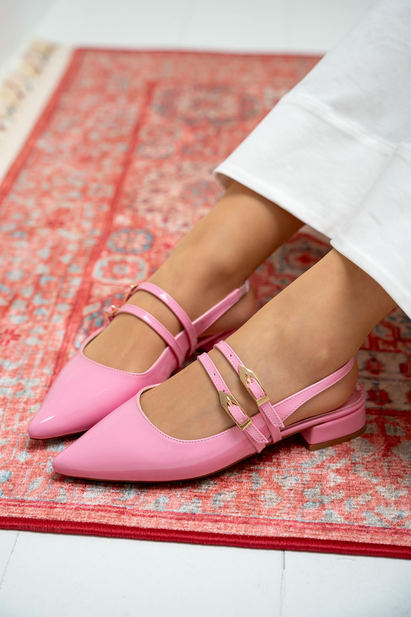 Holly Çift Toka Detaylı Babet - ŞEKER PEMBE