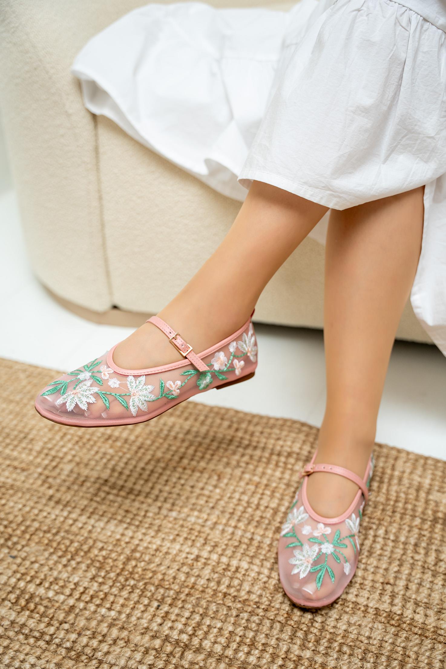 Lalu Nakış İşlemeli Babet - ŞEKER PEMBE