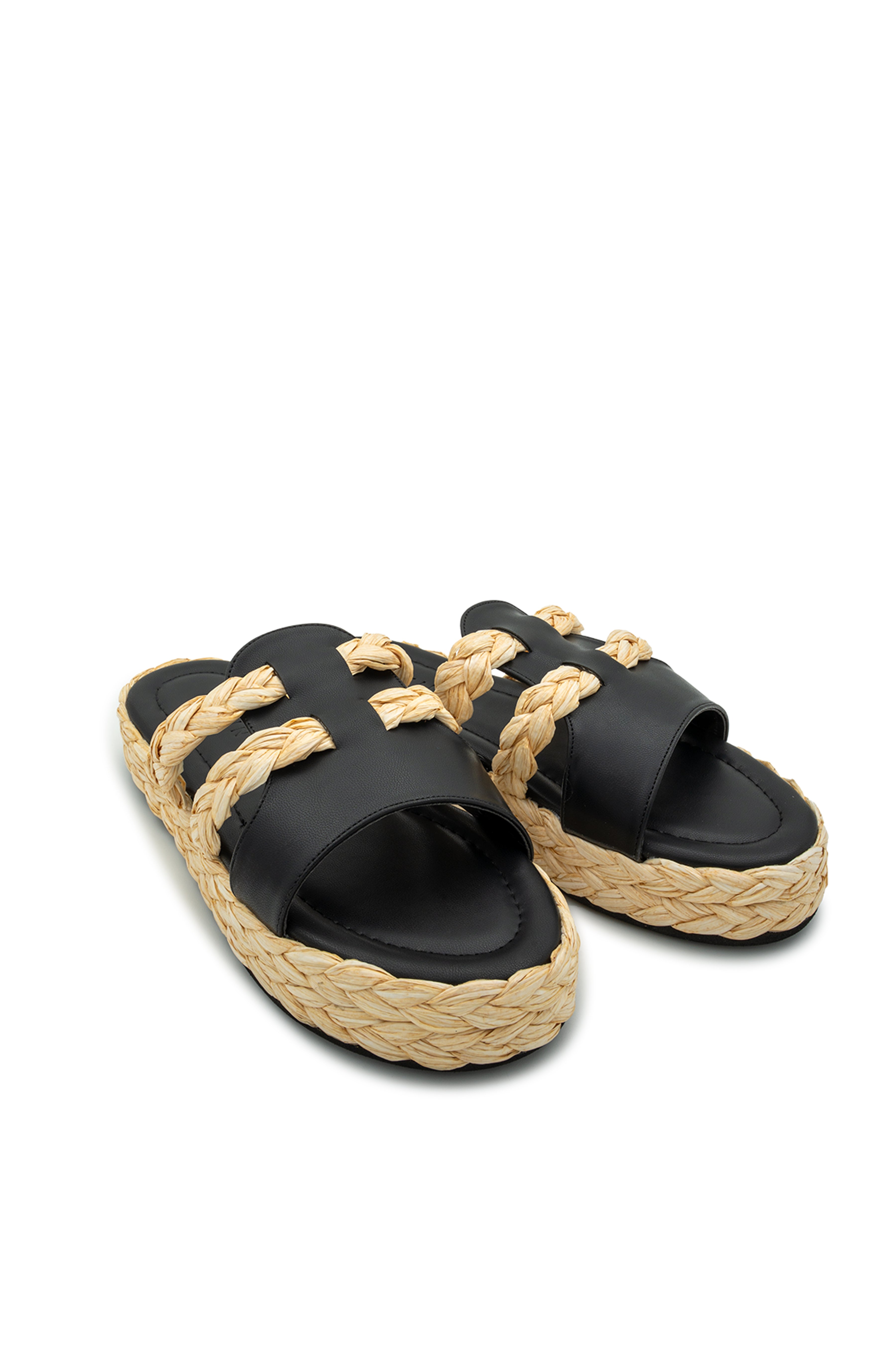 Frida Hasır Şeritli Terlik - SİYAH