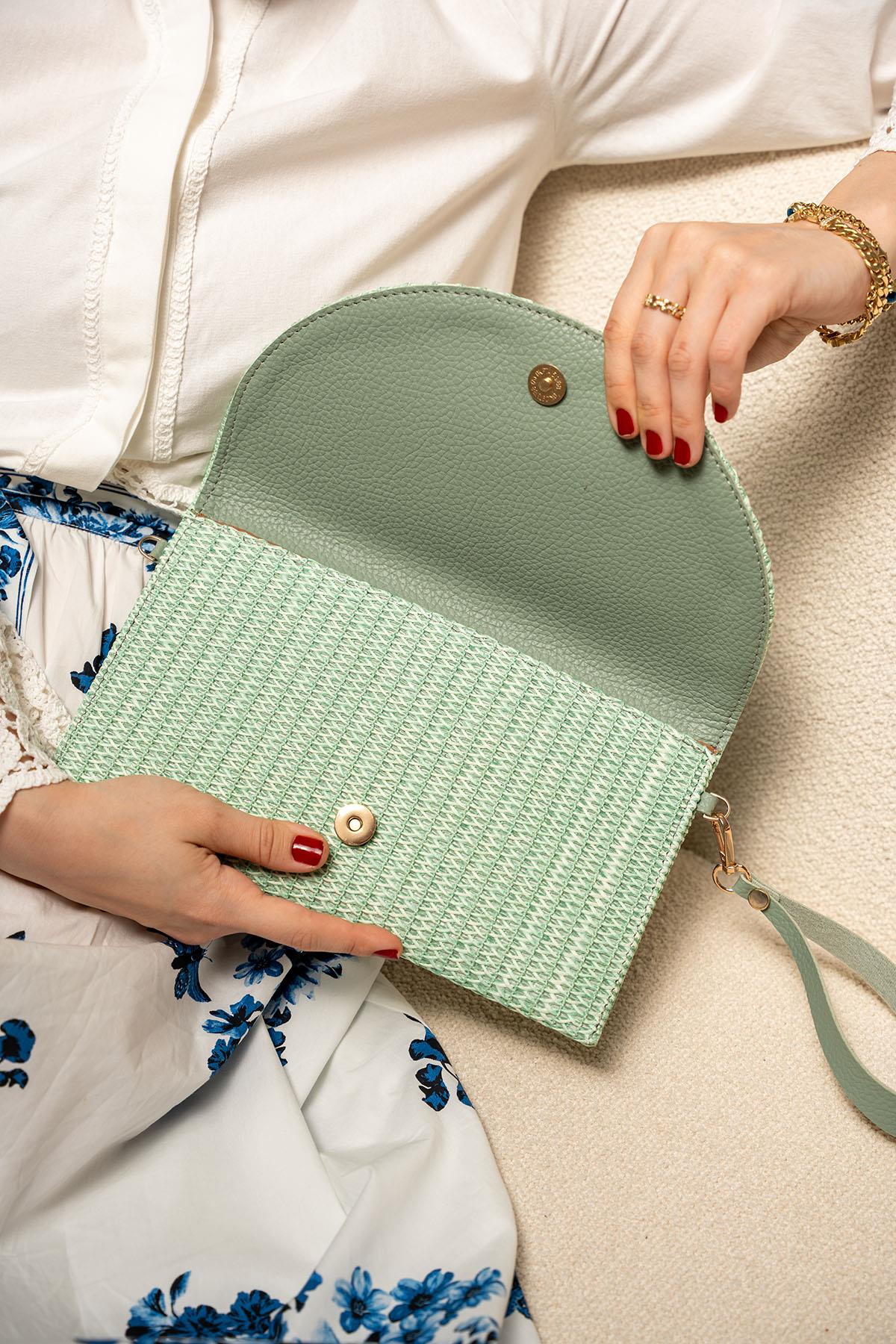 Sorela Hasır Clutch - YEŞİL