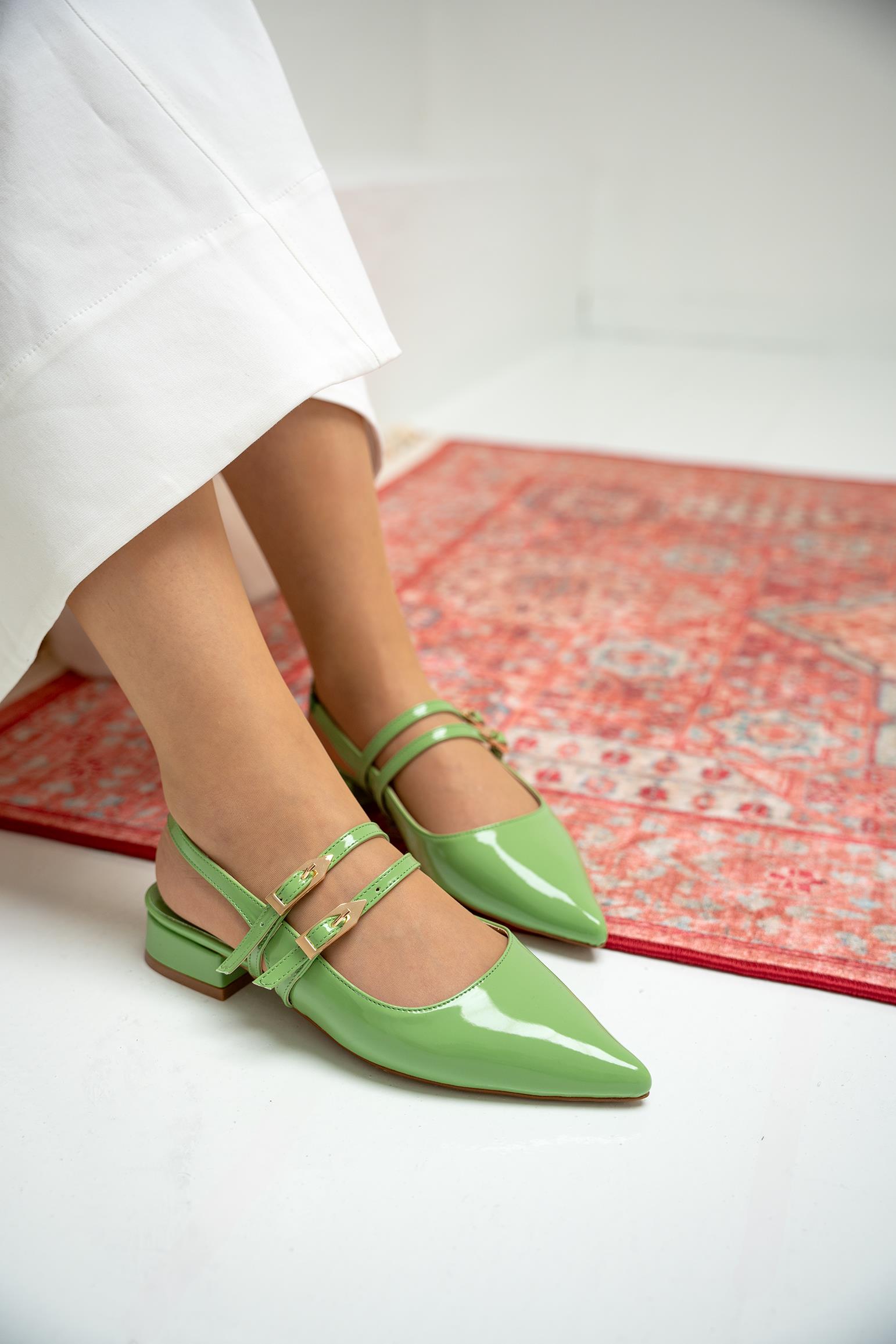 Holly Çift Toka Detaylı Babet - YEŞİL