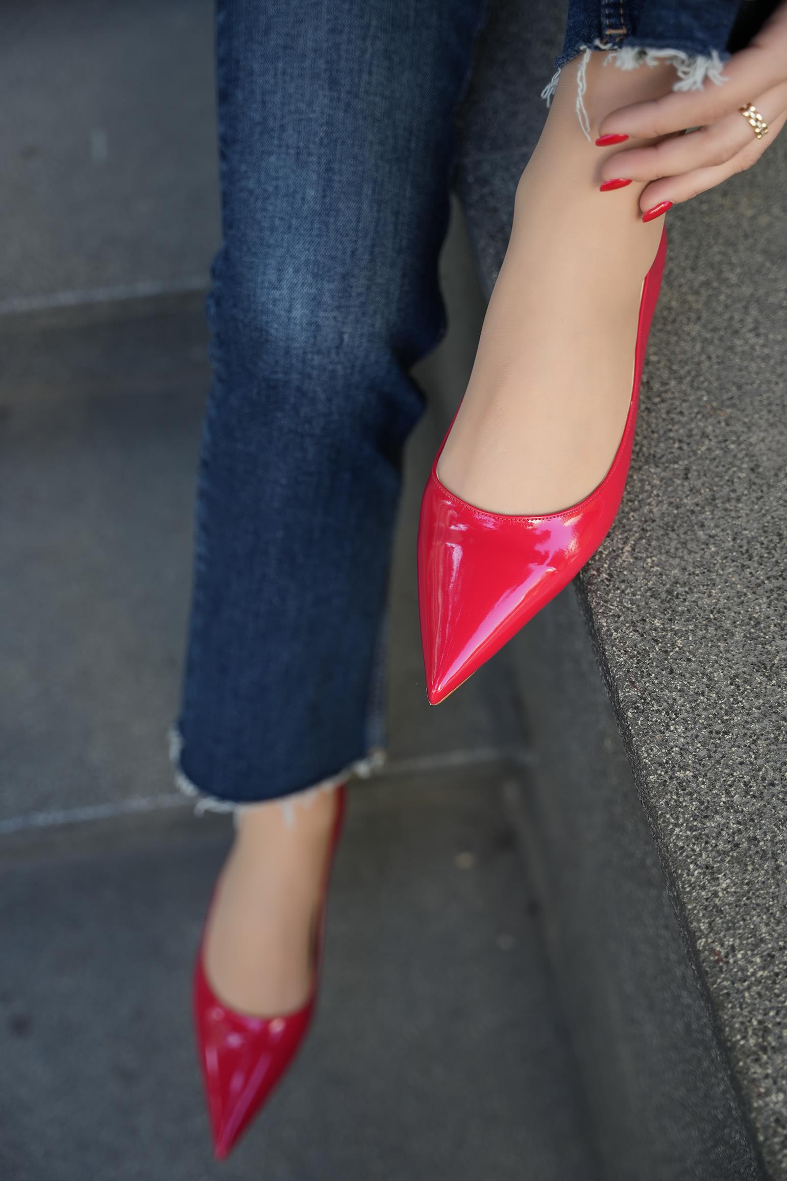 CENNY TOPUKLU AYAKKABI - KIRMIZI RUGAN