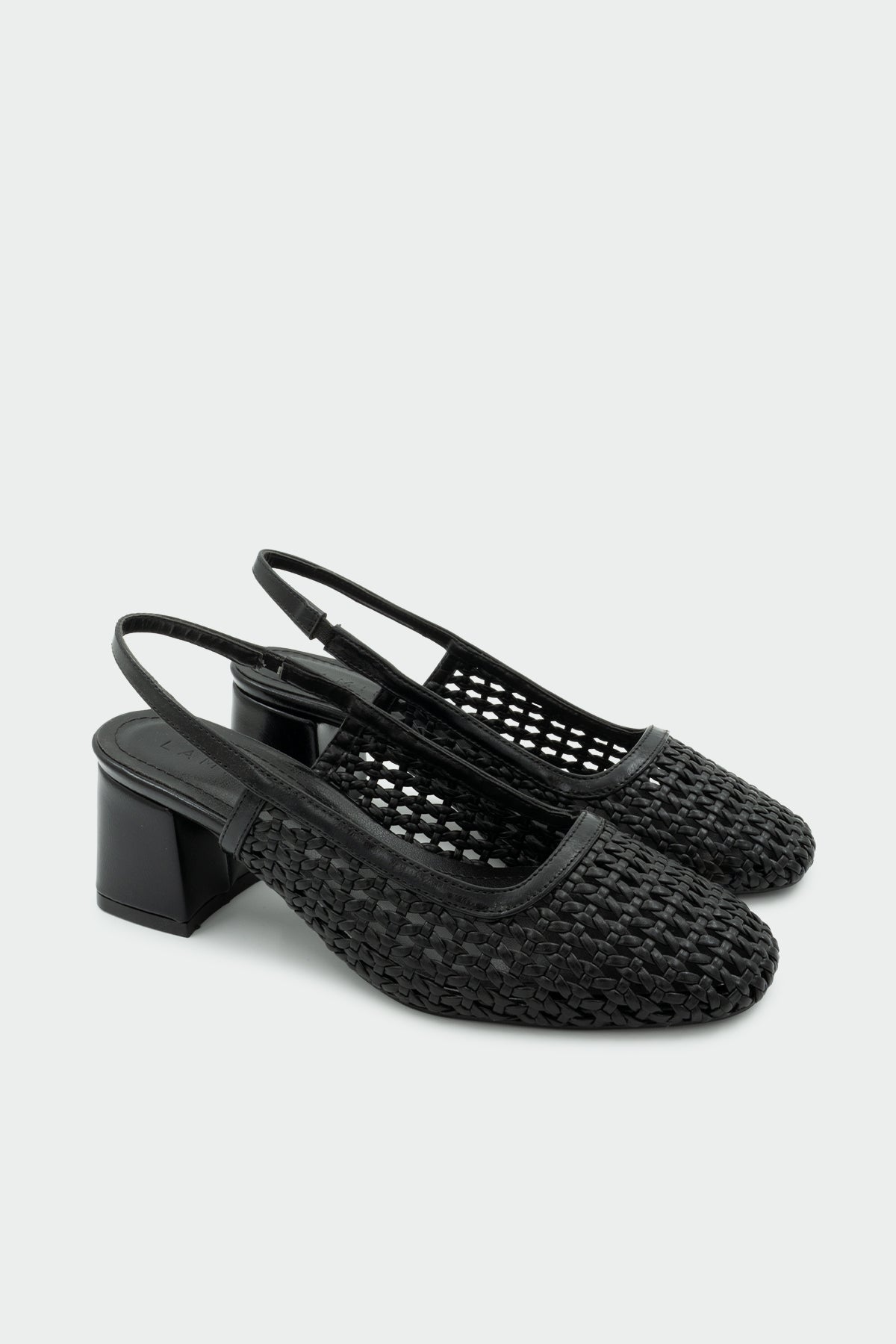 Burry Örgü Detaylı Kadın Kalın Topuklu Ayakkabı - SİYAH