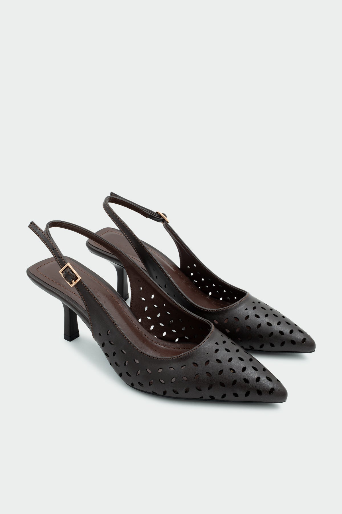 Punch Lazer Kesim Kadın Topuklu Ayakkabı - ACI KAHVE