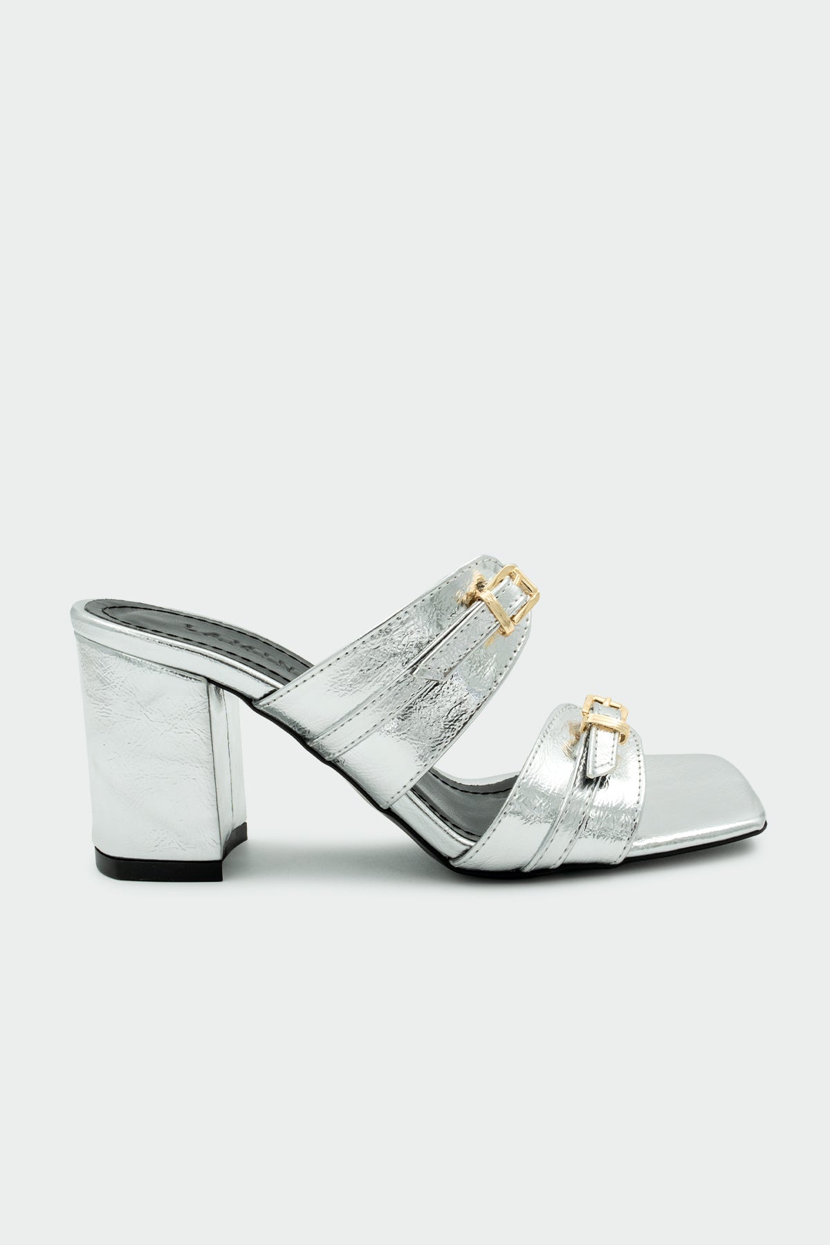 Jodie Toka Detaylı Kadın Topuklu Terlik - Silver