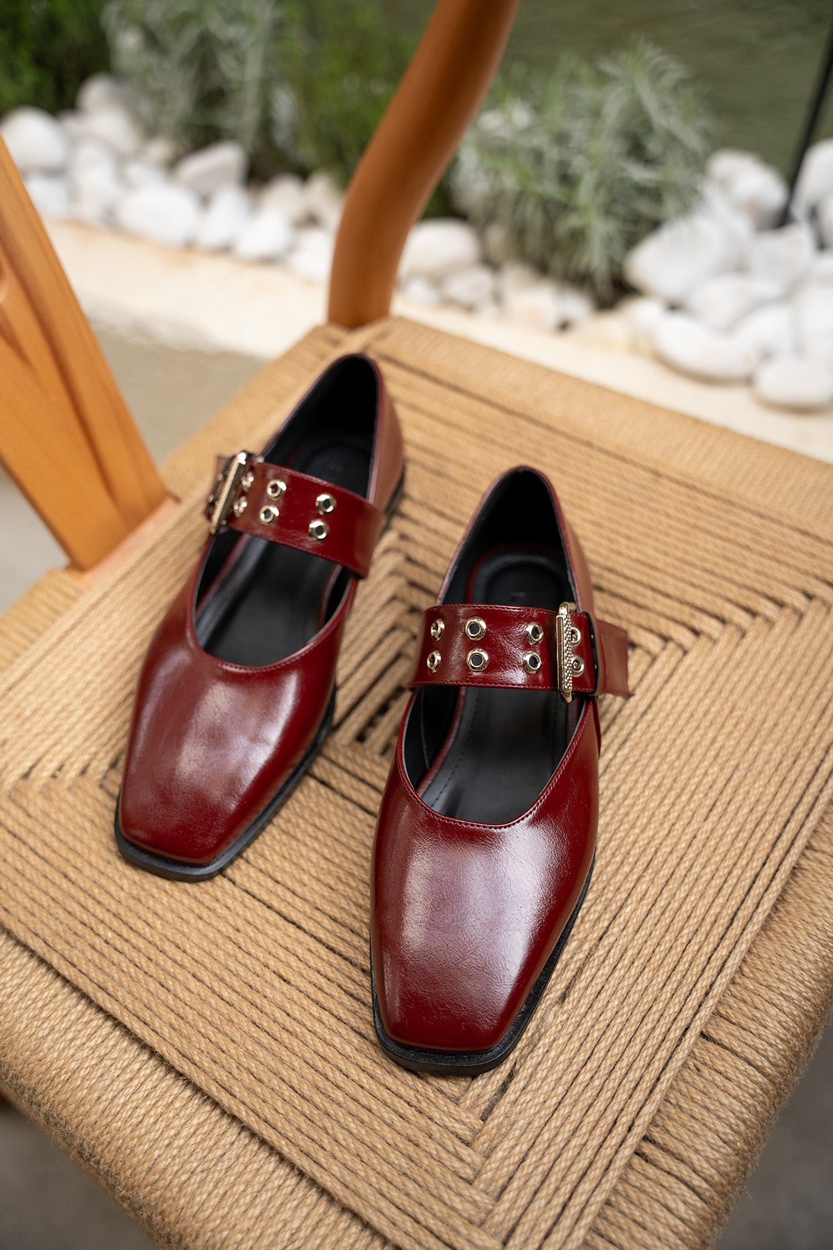 Jewel Kemer Detaylı Babet - BORDO