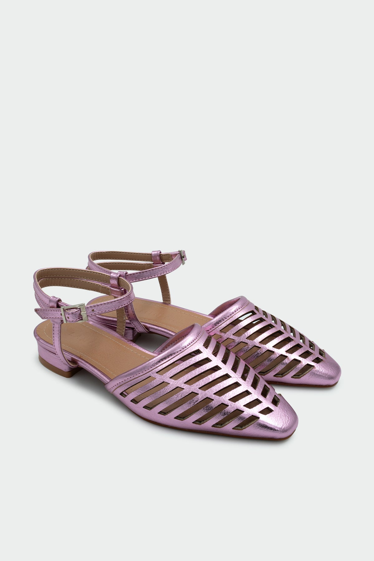 Sguto Lazer Kesim Kadın Düz Sandalet - PEMBE