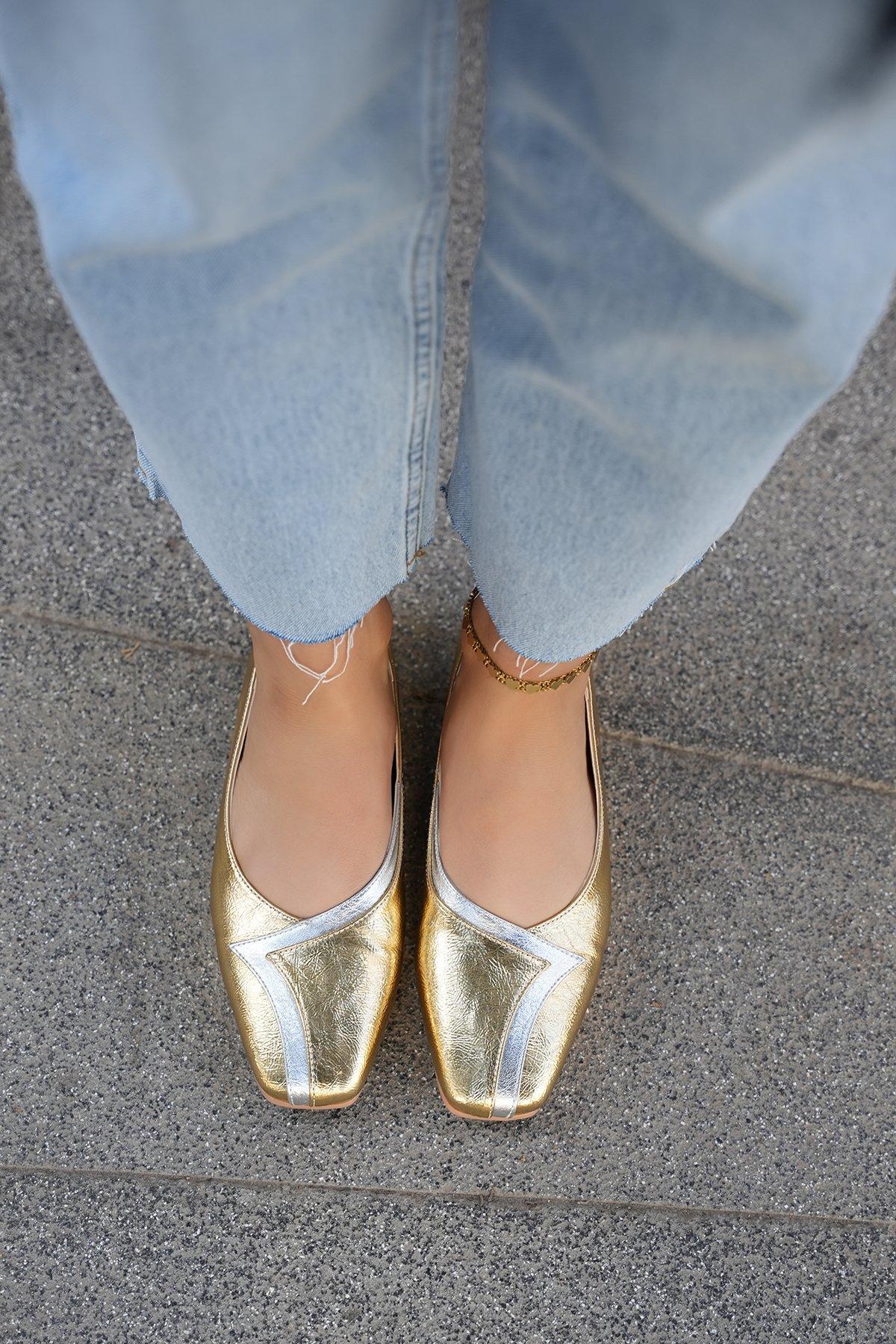 ANNA ASİMETRİK DETAYLI BABET - GOLD