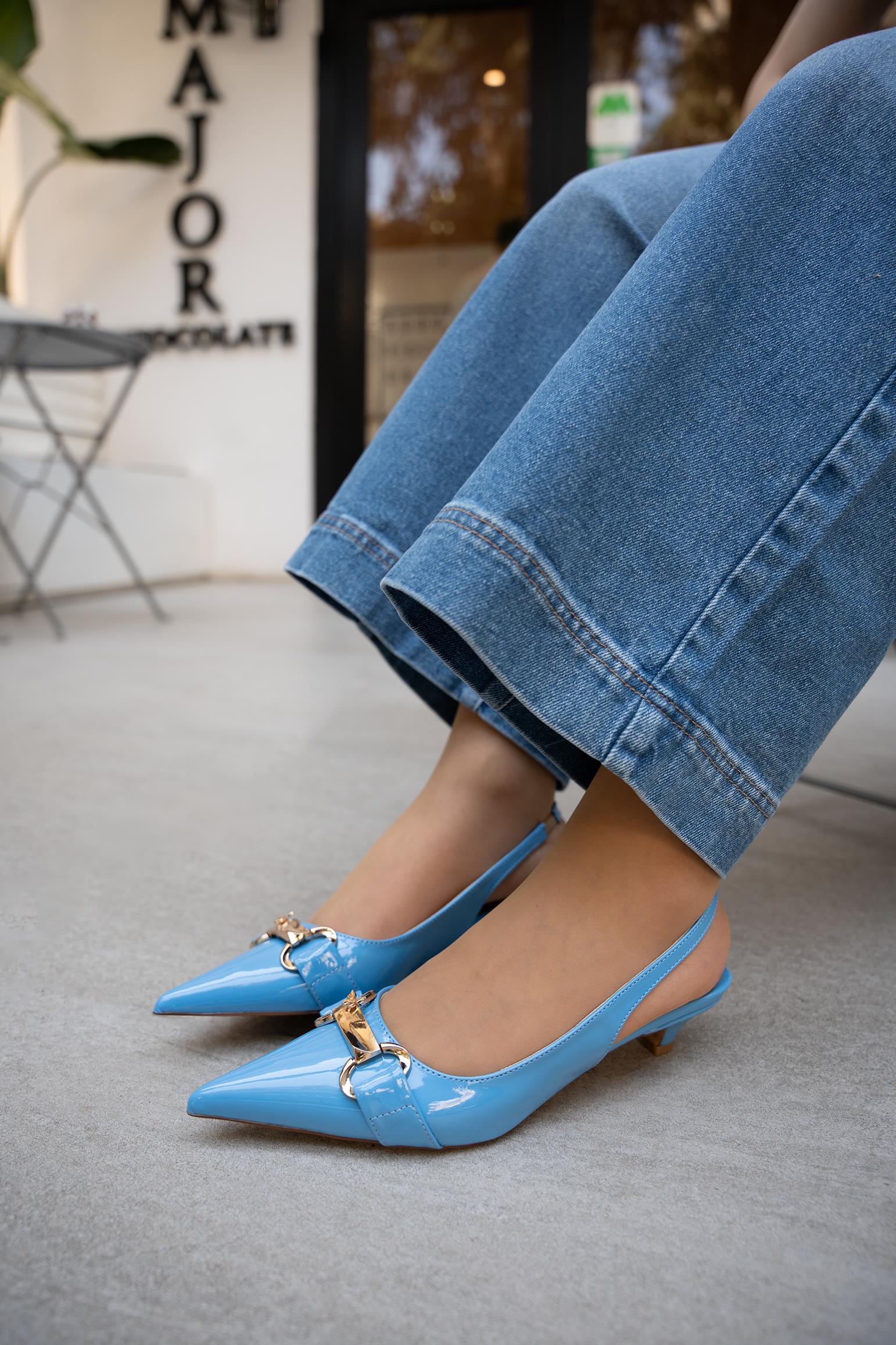 MATSU GOLD DETAYLI RUGAN TOPUKLU AYAKKABI - Mavi