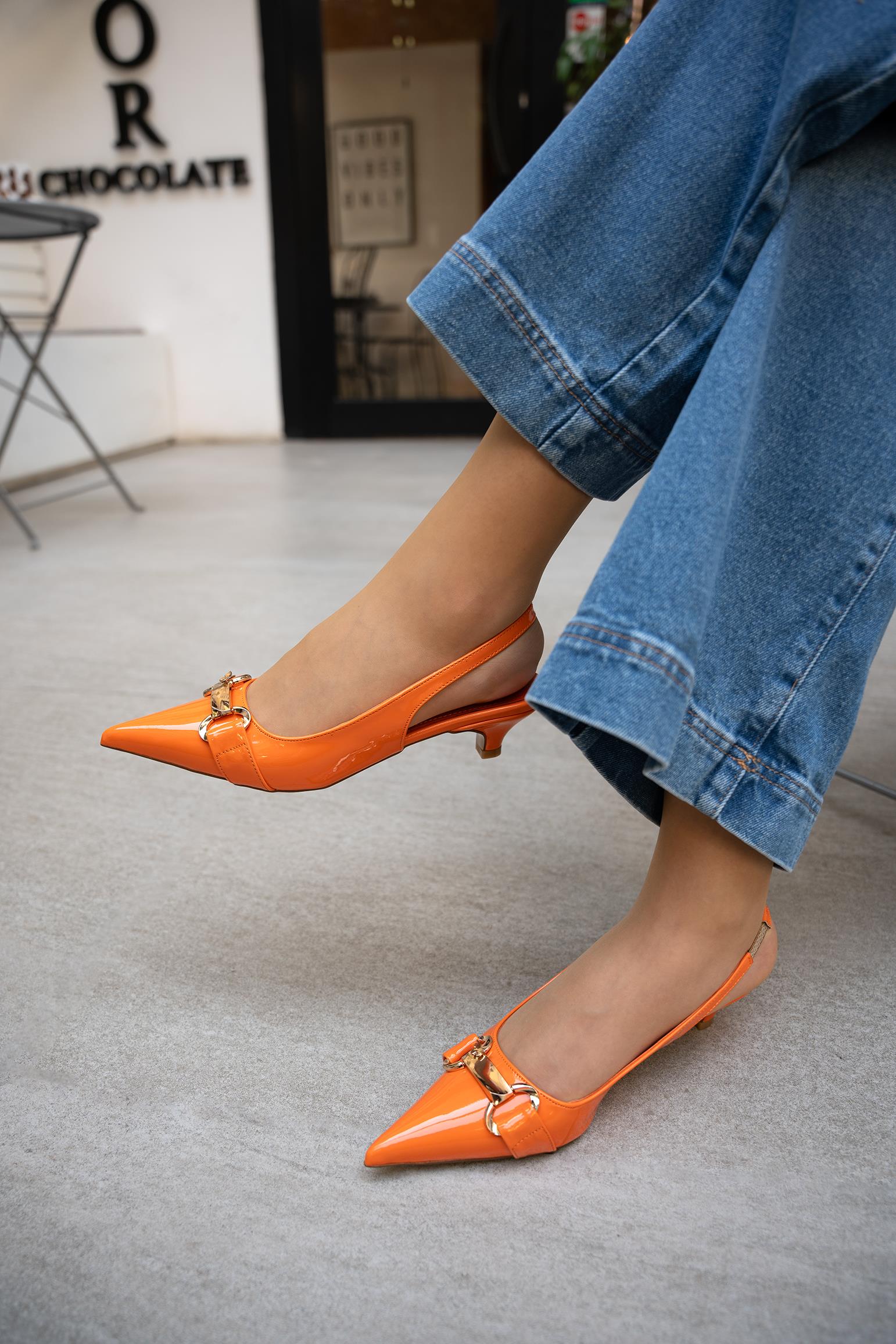 MATSU GOLD DETAYLI RUGAN TOPUKLU AYAKKABI - TURUNCU