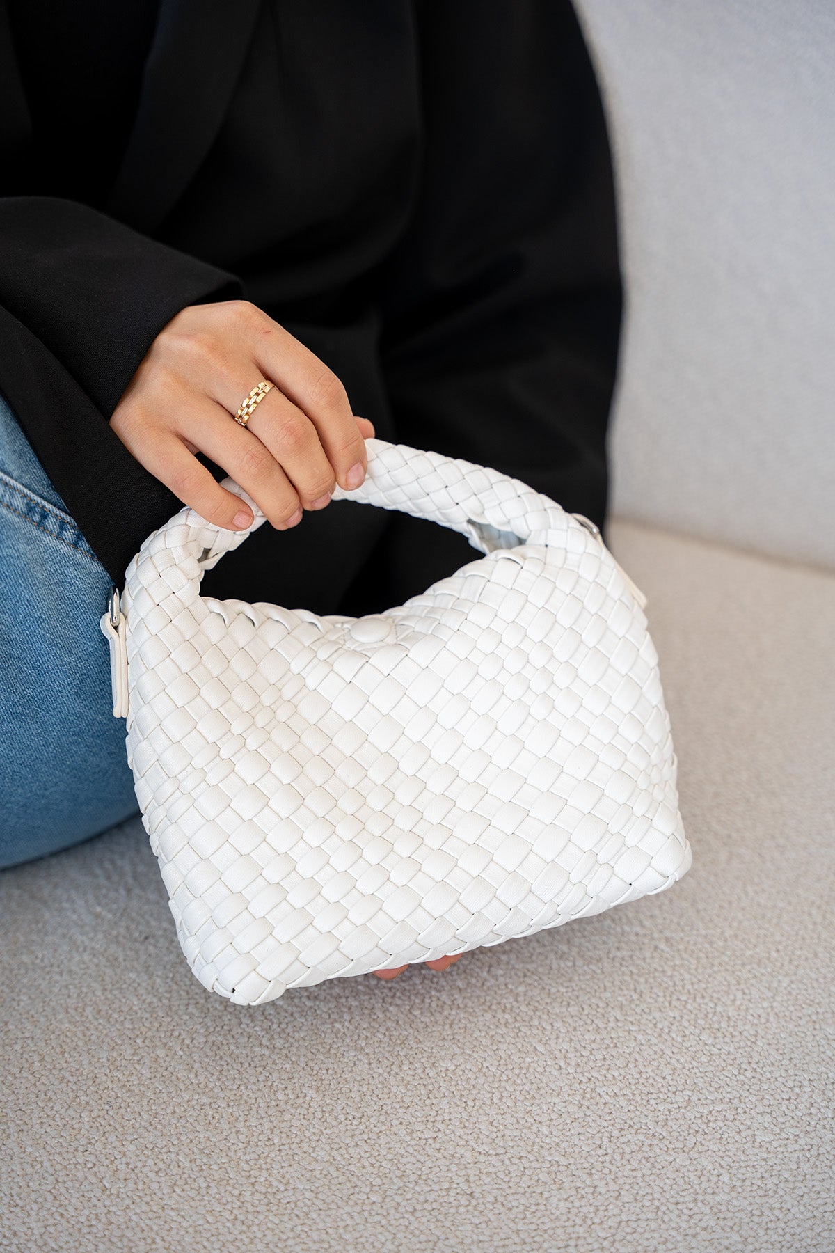 Cassio Örgü Detaylı Kadın Çanta - BEYAZ