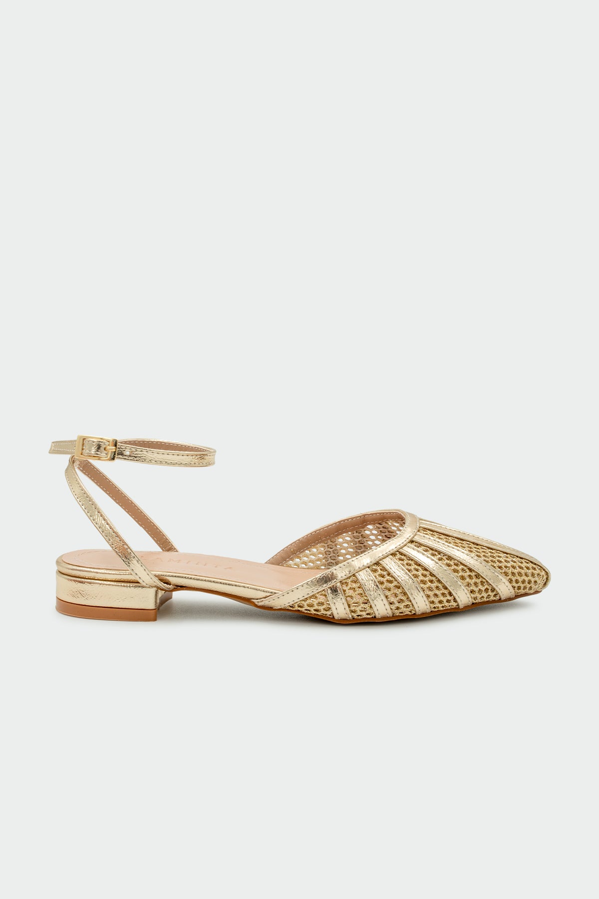Zeno File Detaylı Kadın Düz Sandalet - GOLD