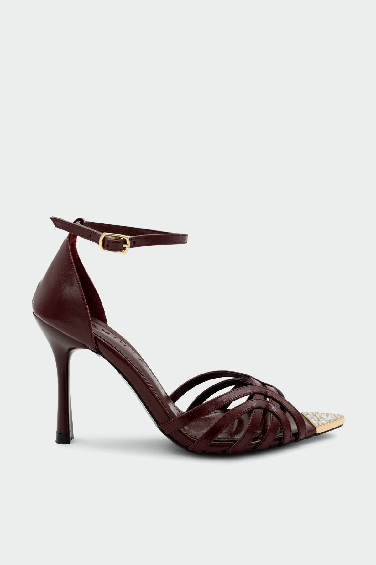 Dream Kafes Model Gold Detaylı Kadın Topuklu Ayakkabı - BORDO