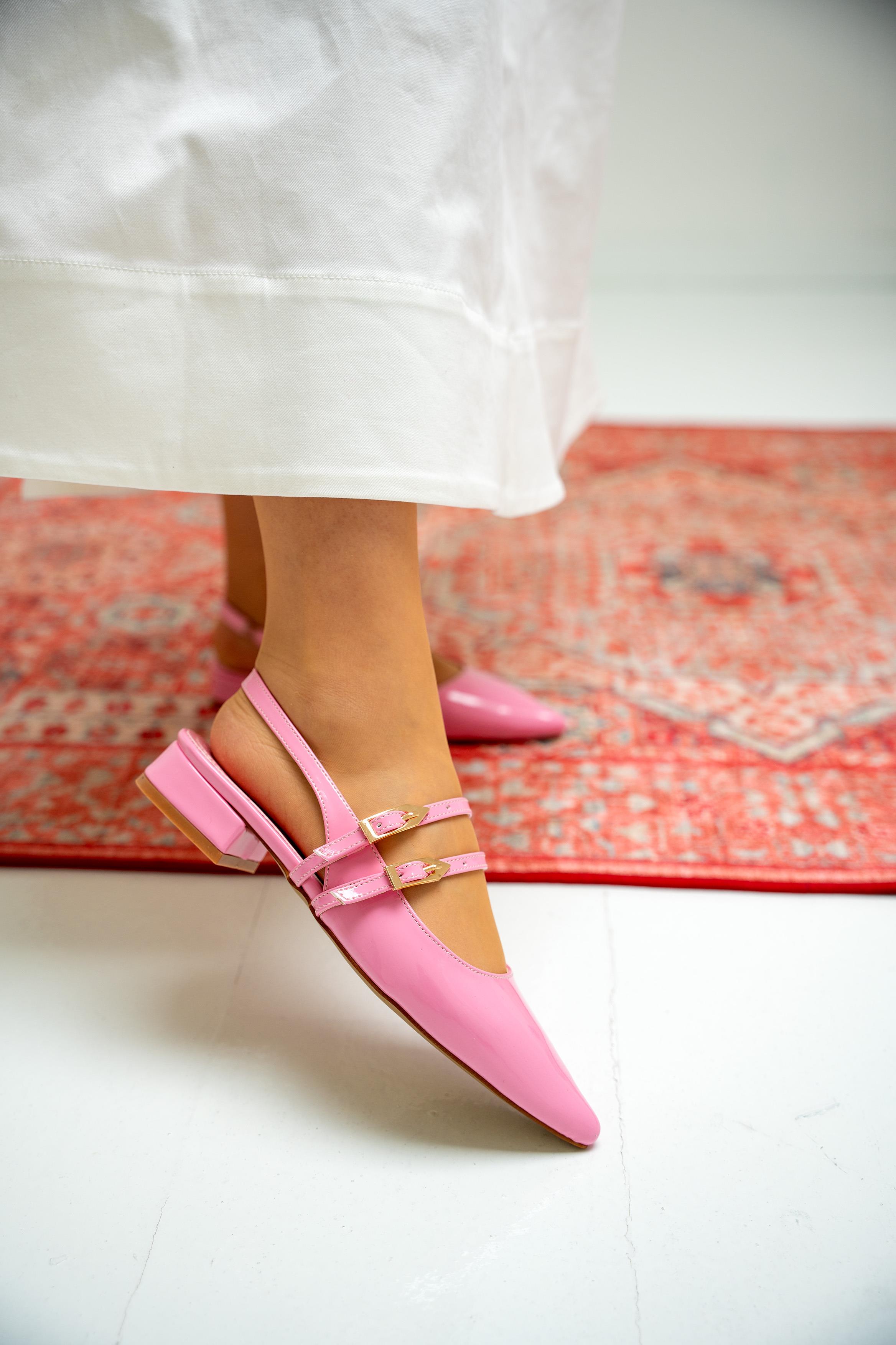 Holly Çift Toka Detaylı Babet - ŞEKER PEMBE