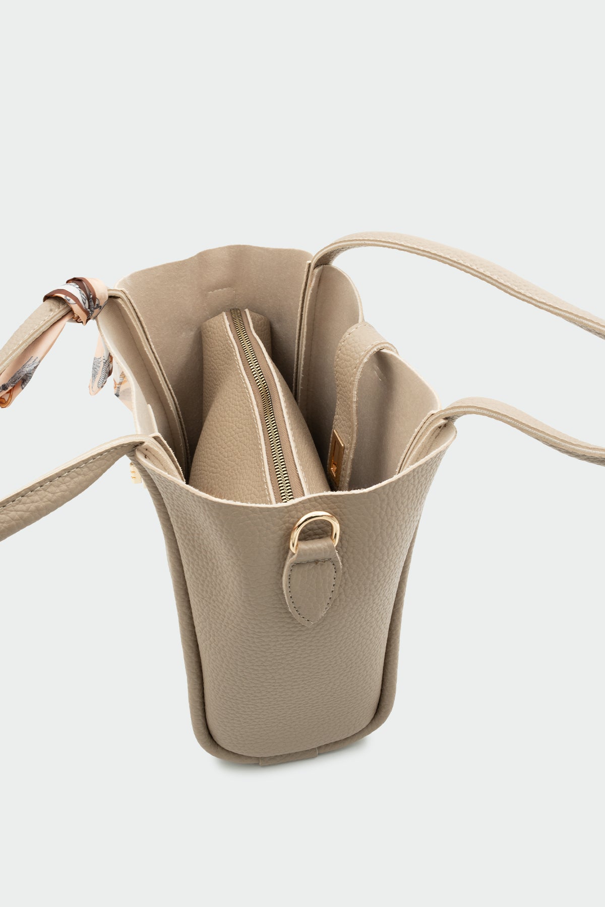 Raga Fular Aksesuarlı Kadın Kol Çantası - VİZON