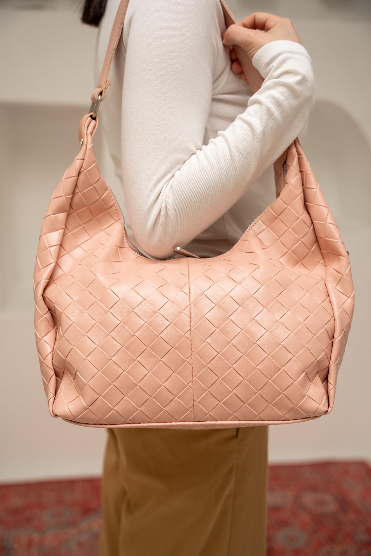 City Hasır Desenli Kol Çantası - PUDRA