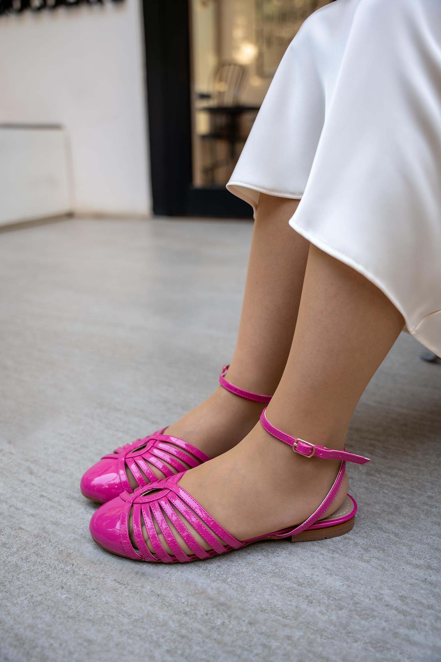 JASMİNE BİLEKTEN BAĞLAMA DETAYLI BABET - FUŞYA